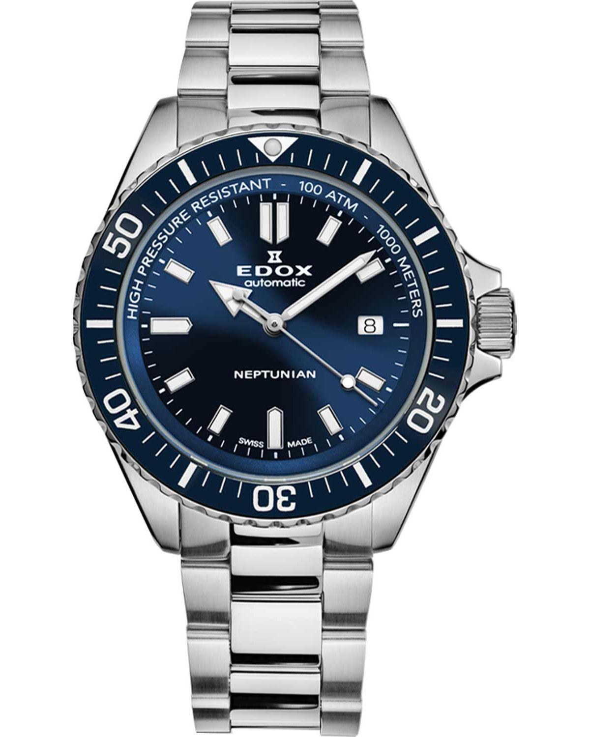 Ρολόι EDOX Neptunian Automatic Silver Stainless Steel Bracelet