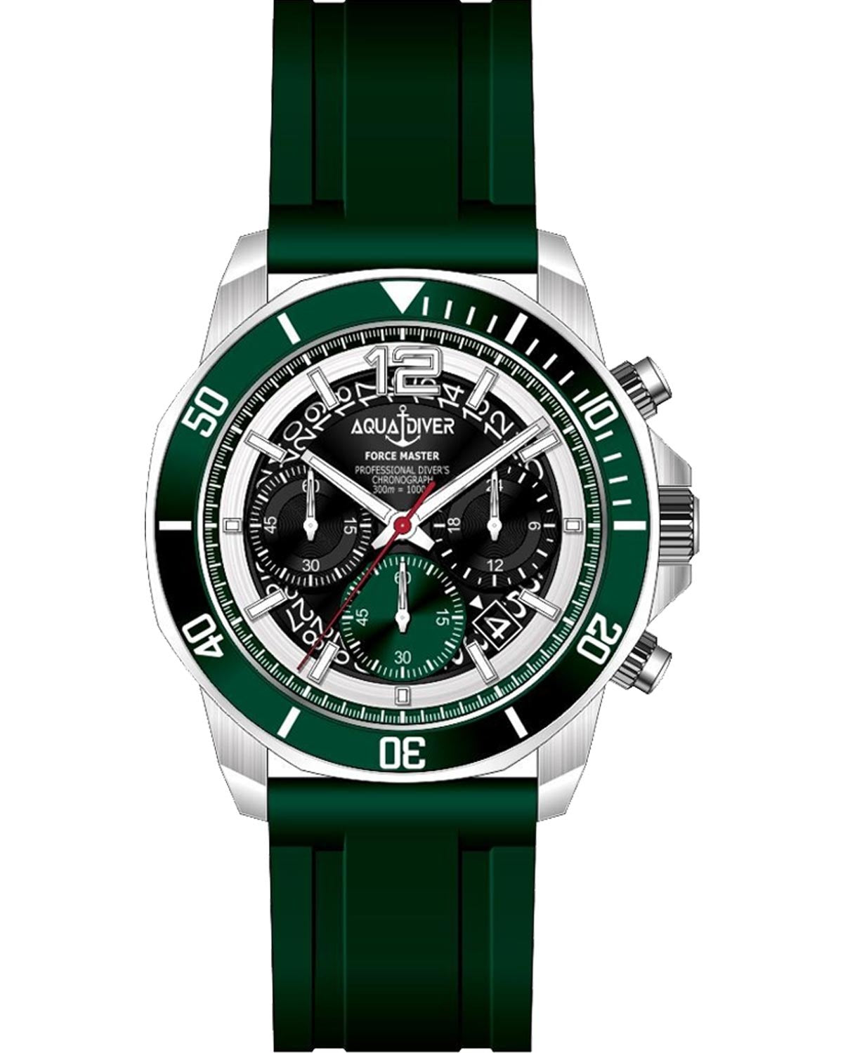 Ρολόι AQUADIVER Force Master Chronograph Green Rubber Strap