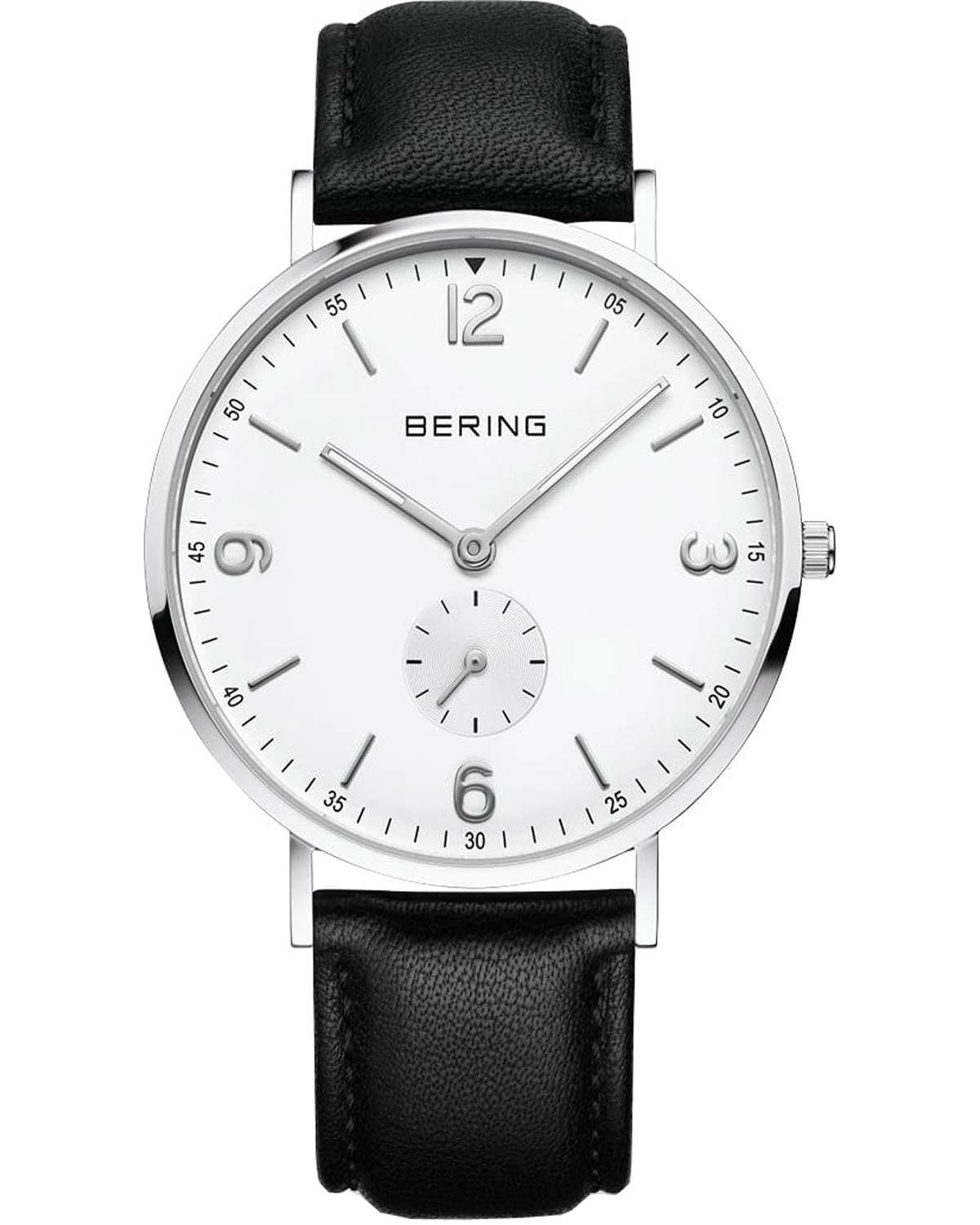 Ανδρικό ρολόι BERING Classic με μαύρο δερμάτινο λουράκι