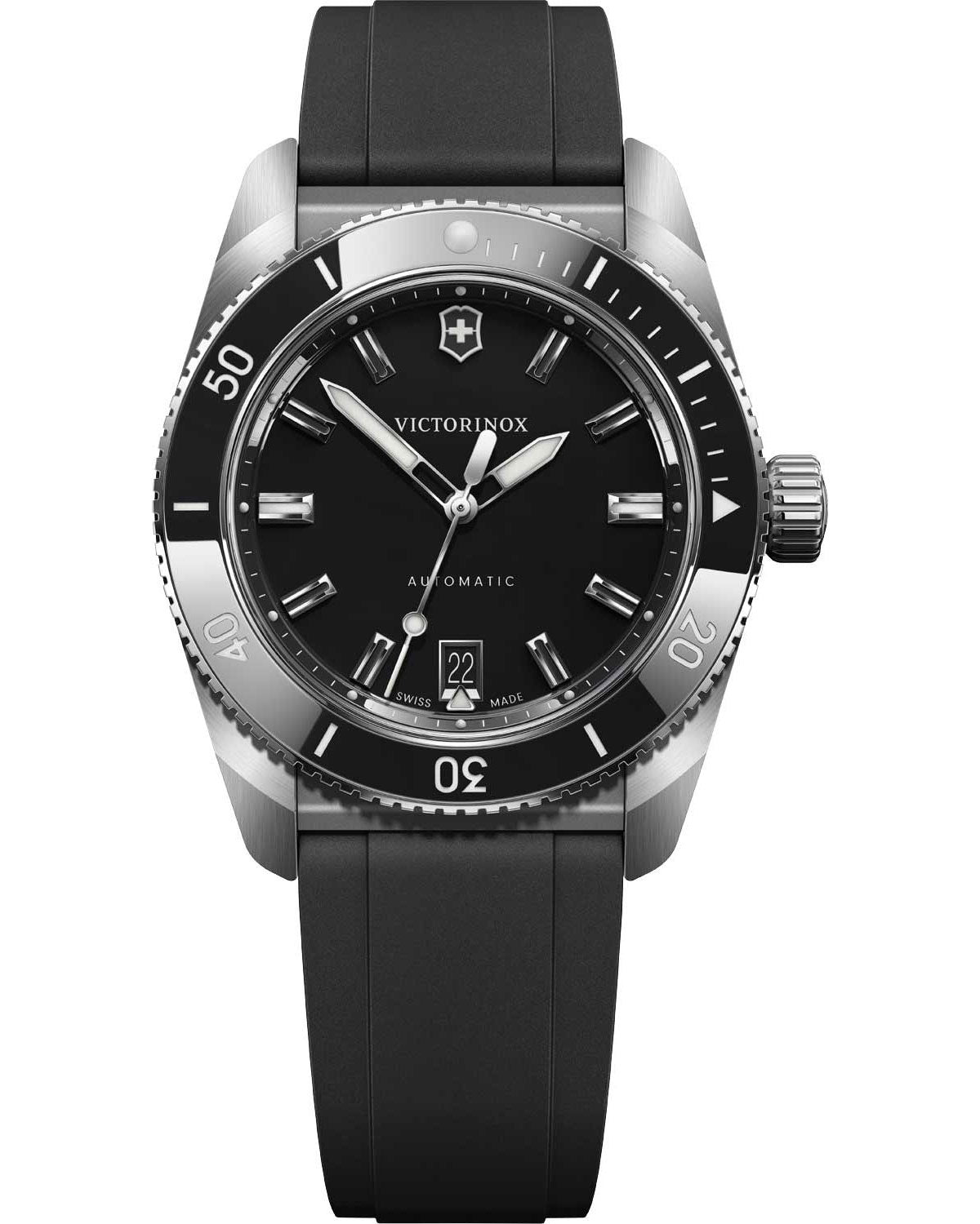 Ανδρικό ρολόι VICTORINOX Maverick αυτόματο με μαύρο λουράκι από καουτσούκ