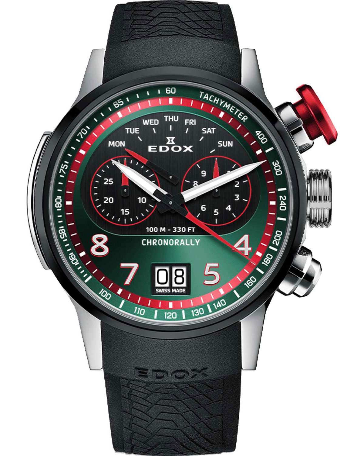 Ρολόι EDOX Chronorally Chronograph Black Rubber Strap
