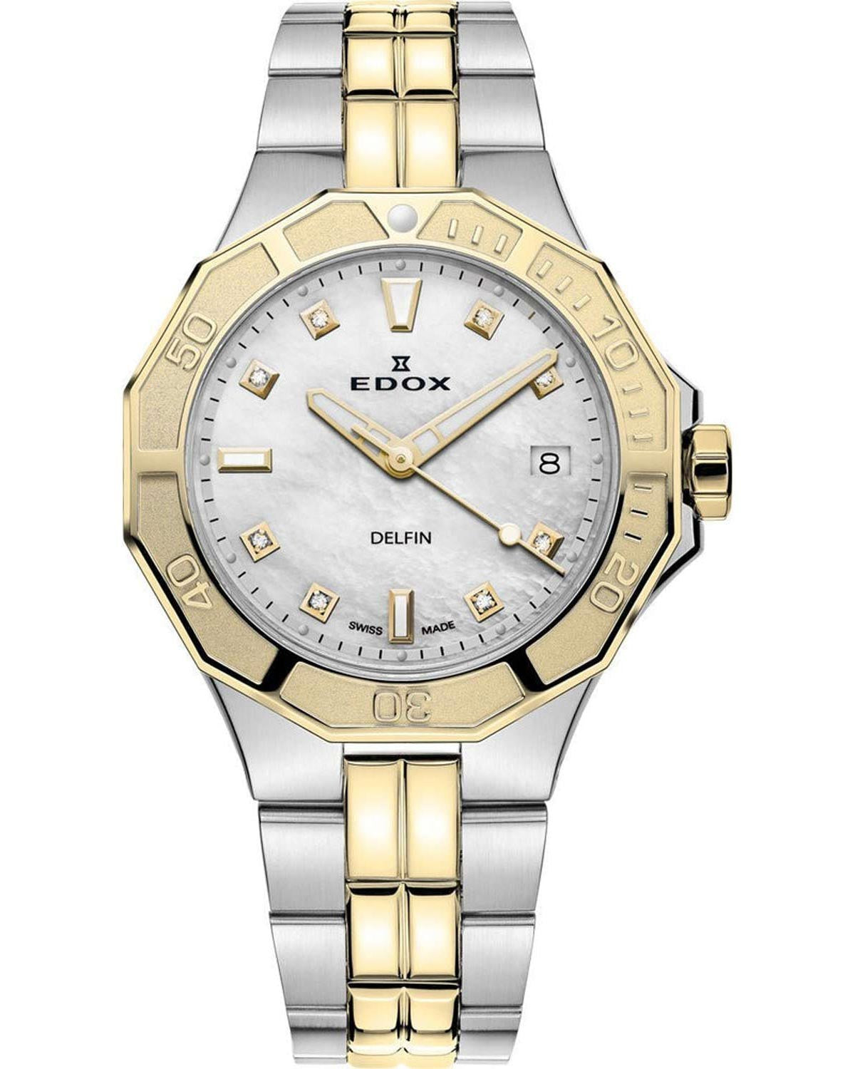 Ρολόι EDOX Delfin Diamonds Two Tone Stainless Steel Bracelet