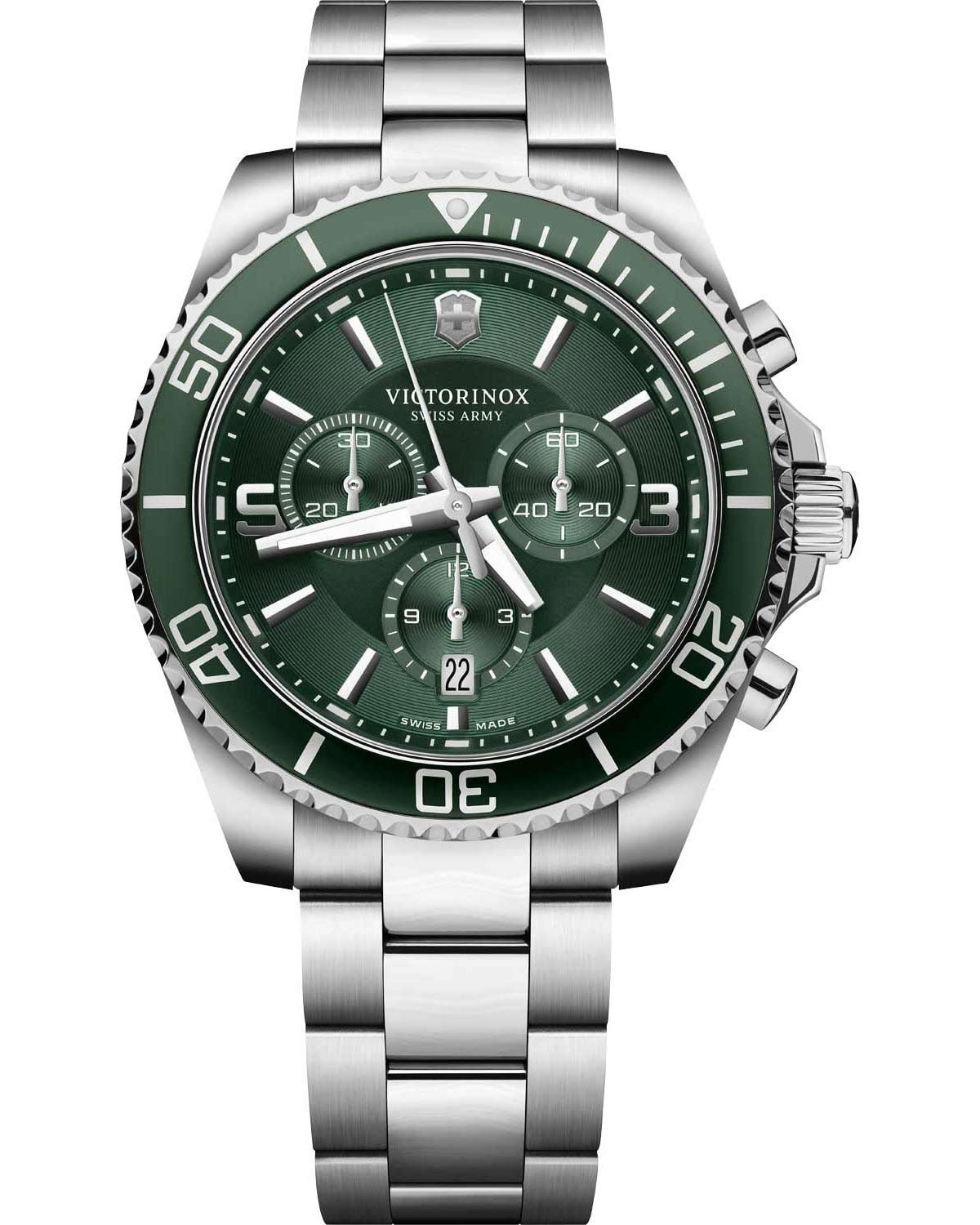 Ανδρικό ρολόι VICTORINOX Maverick με χρονογράφο και ασημί ατσάλινο μπρασελέ
