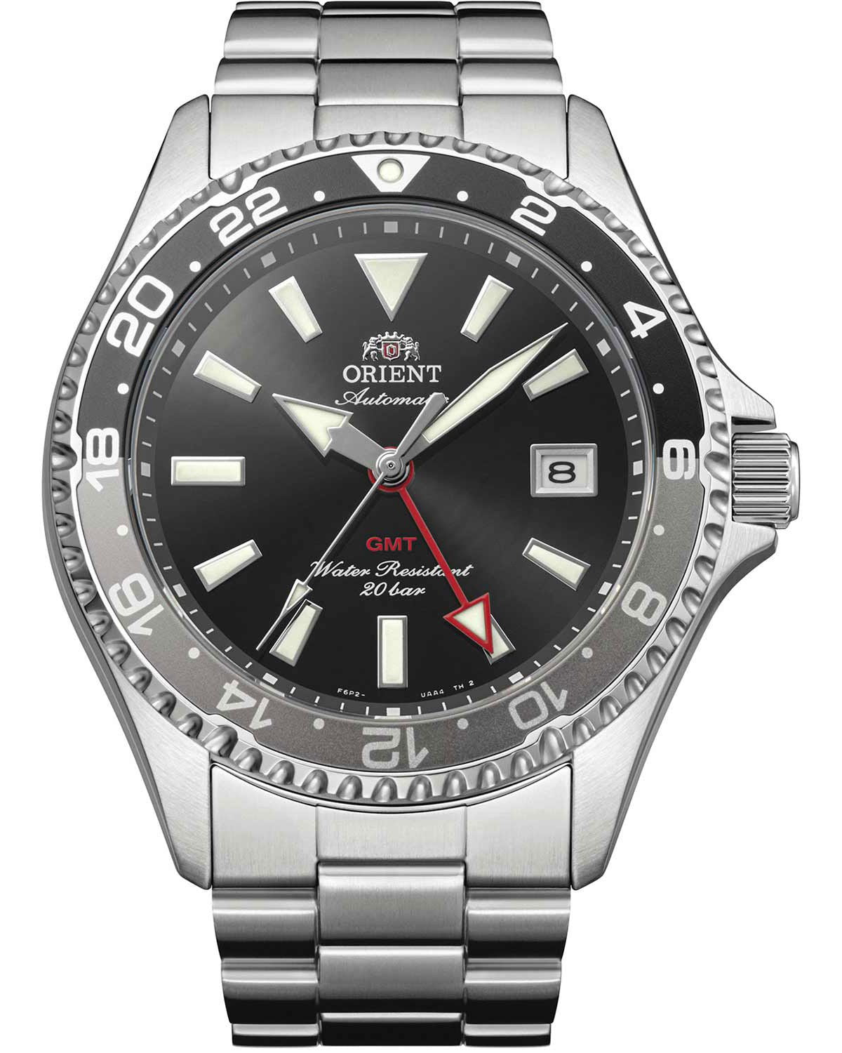 Ανδρικό ρολόι ORIENT Mako GMT αυτόματο με διπλή ώρα και ατσάλινο μπρασελέ