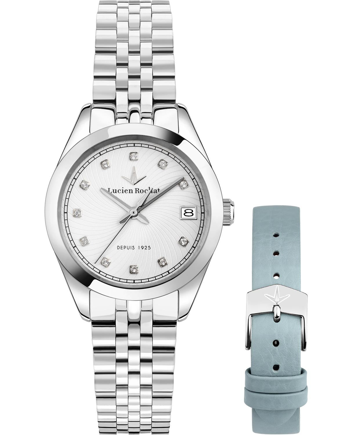 Ρολόι LUCIEN ROCHAT Madame Diamonds Silver Stainless Steel Bracelet Gift Set