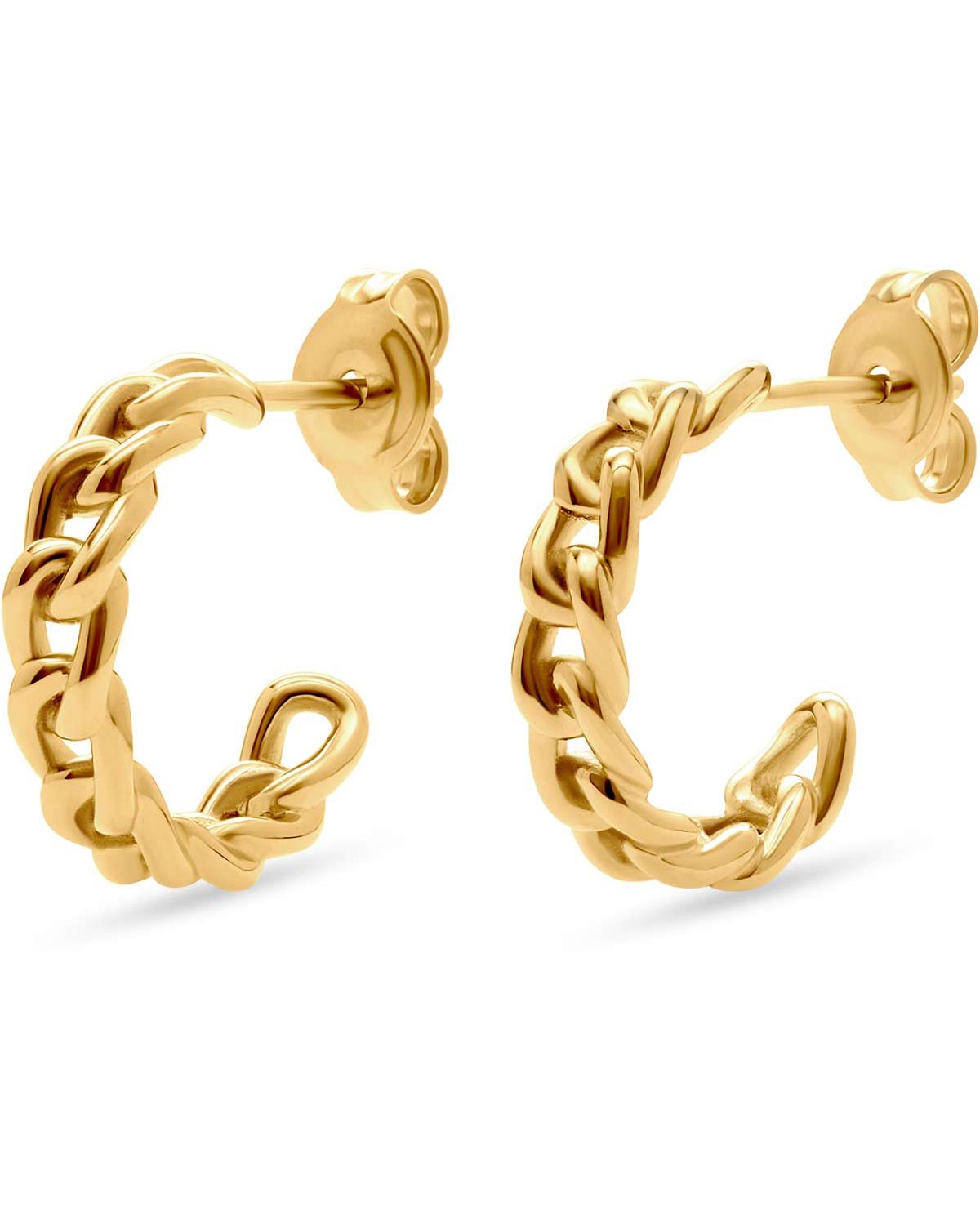 Σκουλαρίκια κρίκοι ESPRIT Flat Chain από επιχρυσωμένο (18Κ) Ασήμι 925