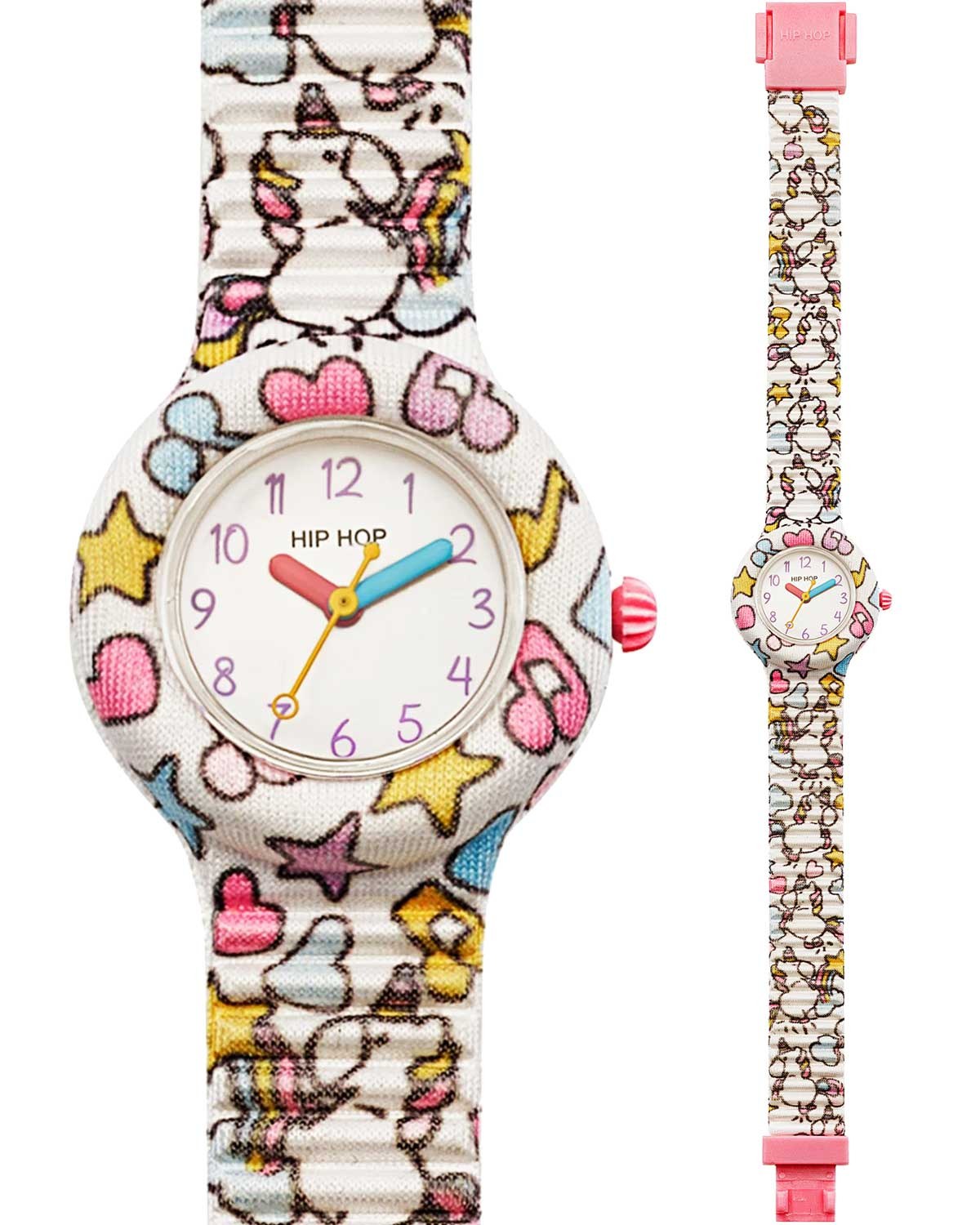 Ρολόι HIP HOP Kids Fun Rainbow & Unicorn White Combined Materials Strap