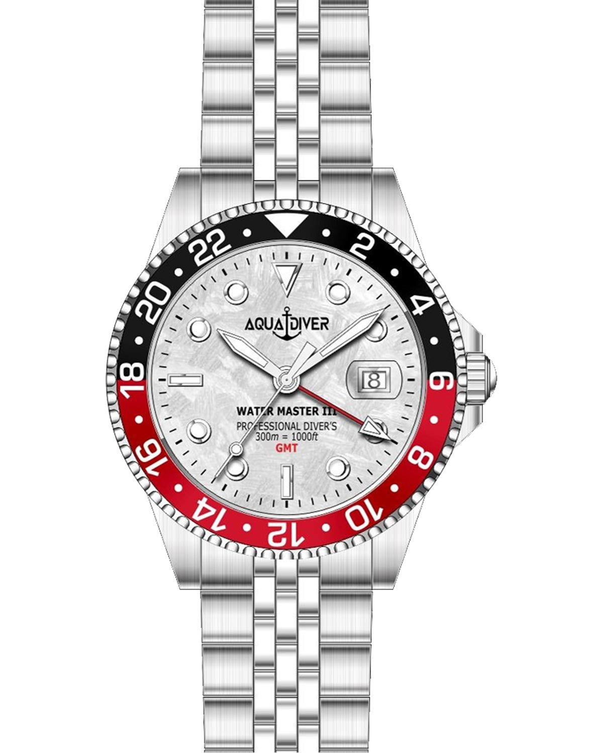 Ρολόι AQUADIVER Water Master III GMT Dual Time Silver Stainless Steel Bracelet