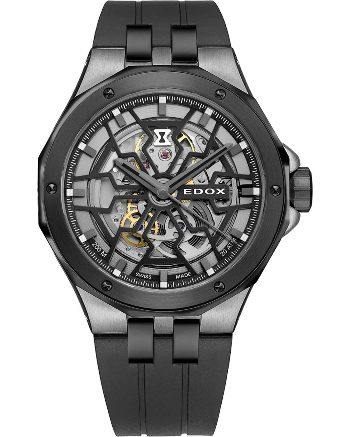 Ρολόι EDOX Delfin Mecano Automatic Black Rubber Strap