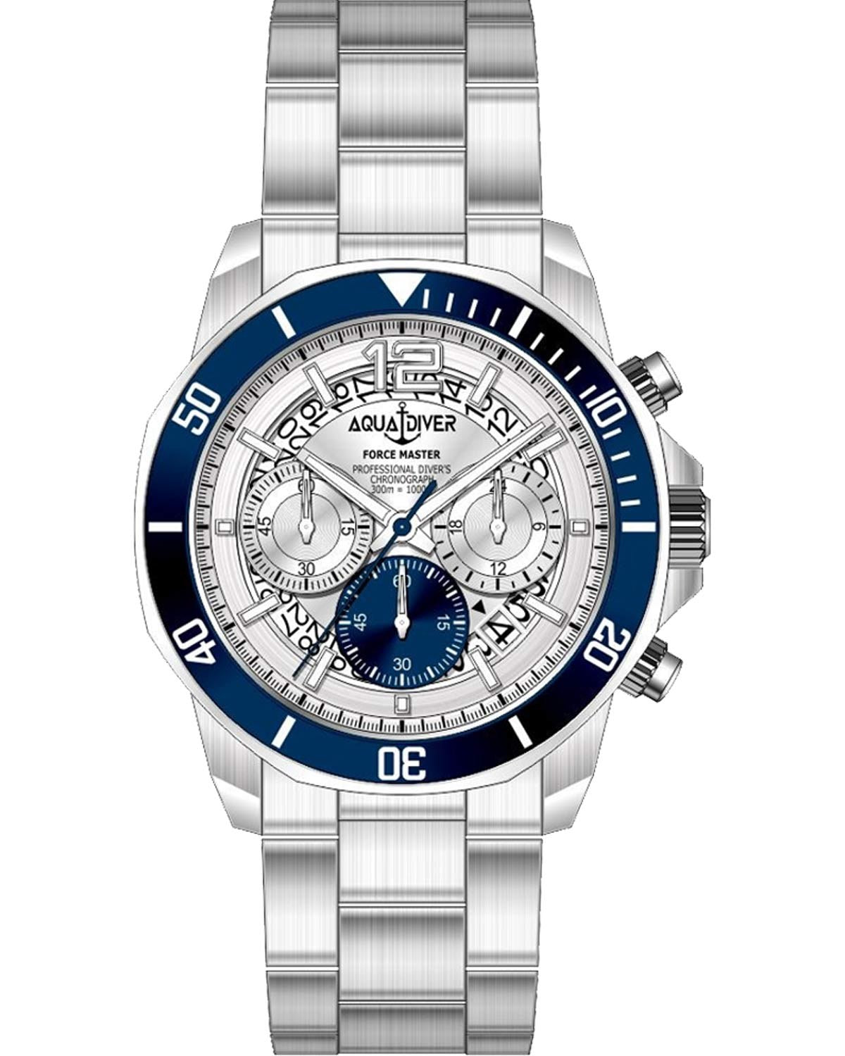 Ρολόι AQUADIVER Force Master Chronograph Silver Stainless Steel Bracelet