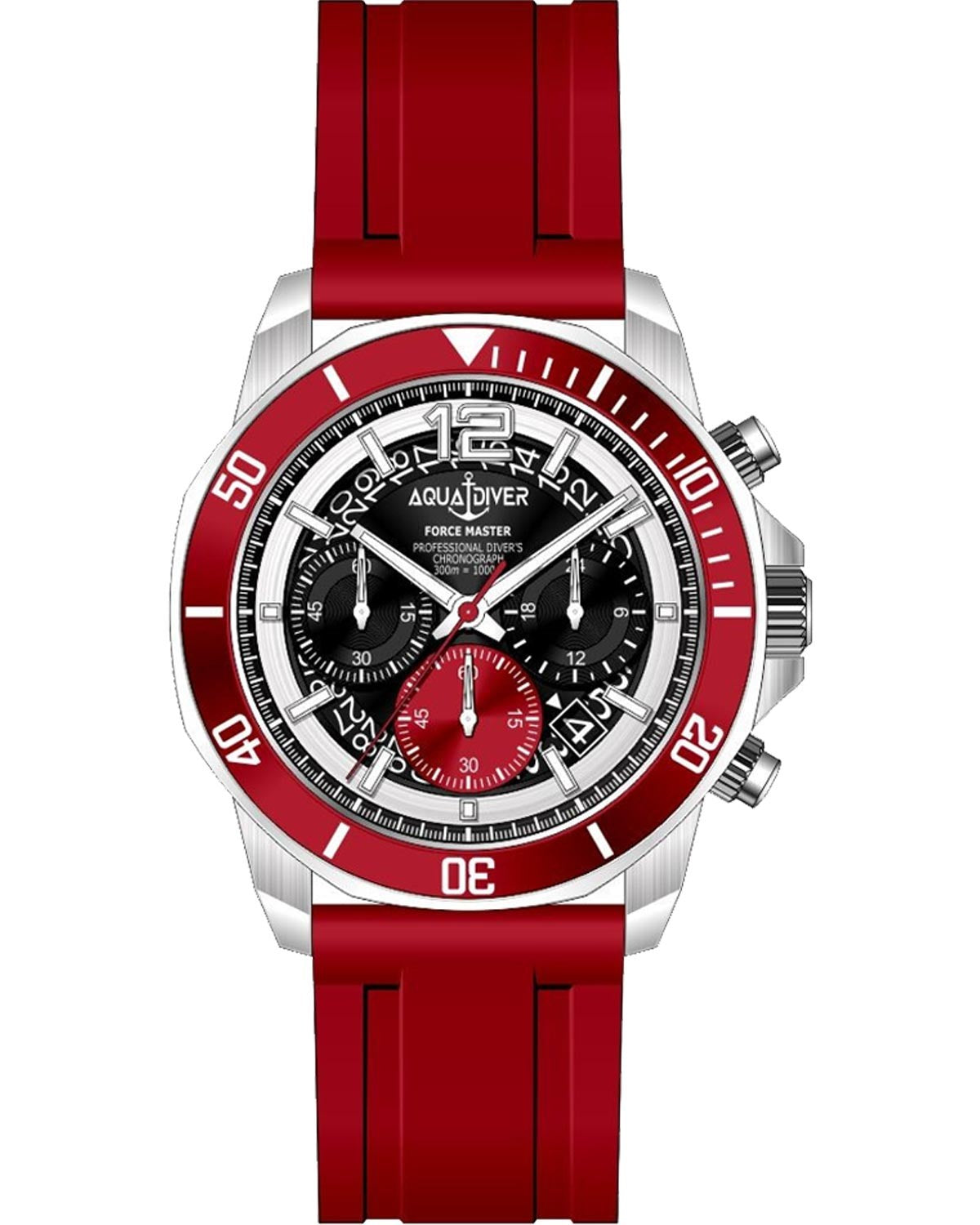 Ρολόι AQUADIVER Force Master Chronograph Red Rubber Strap