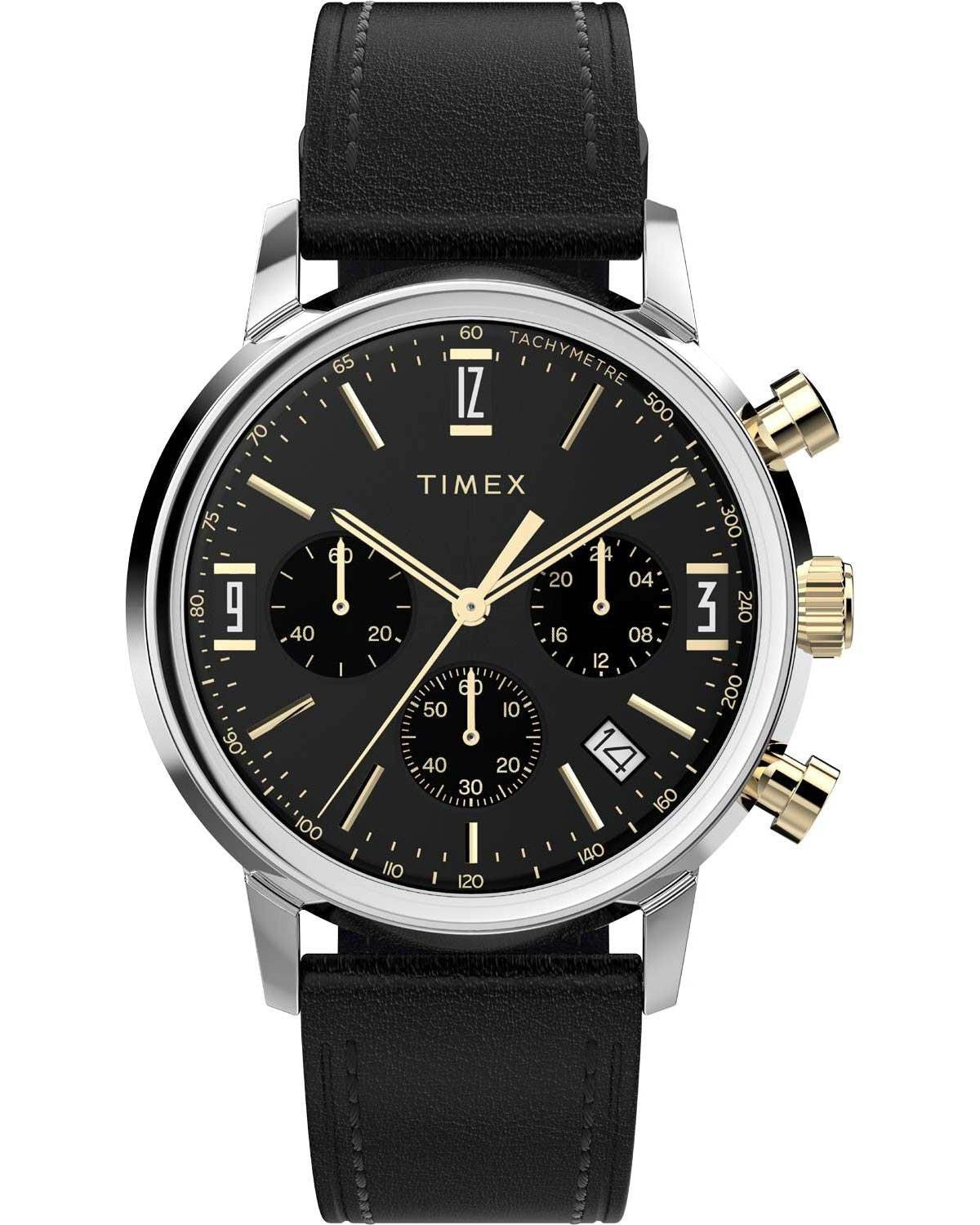 Ρολόι TIMEX Marlin Chronograph Black Leather Strap