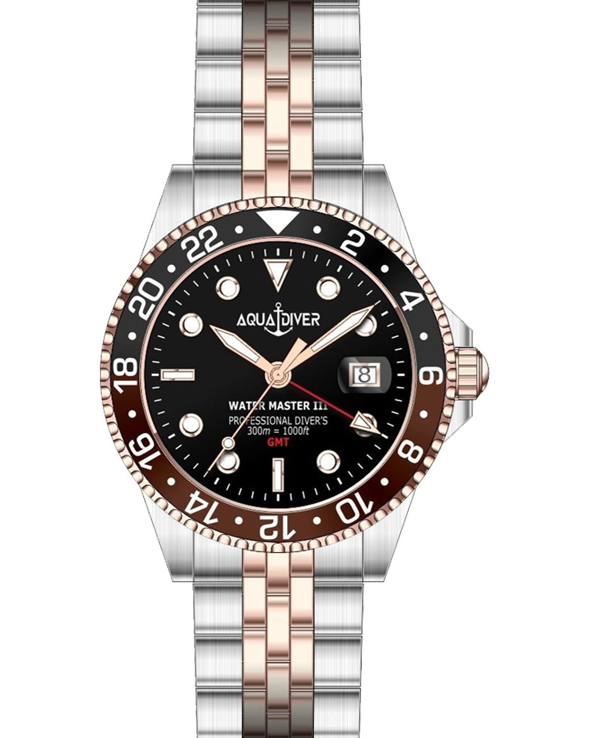 Ρολόι AQUADIVER Water Master III GMT Dual Time Two Tone Stainless Steel Bracelet