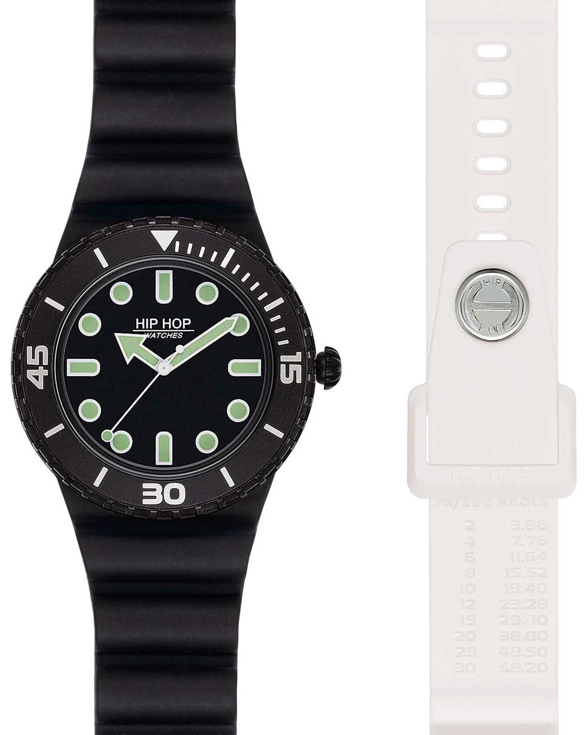 Ρολόι HIP HOP Master Black/White Silicone Strap Gift Set
