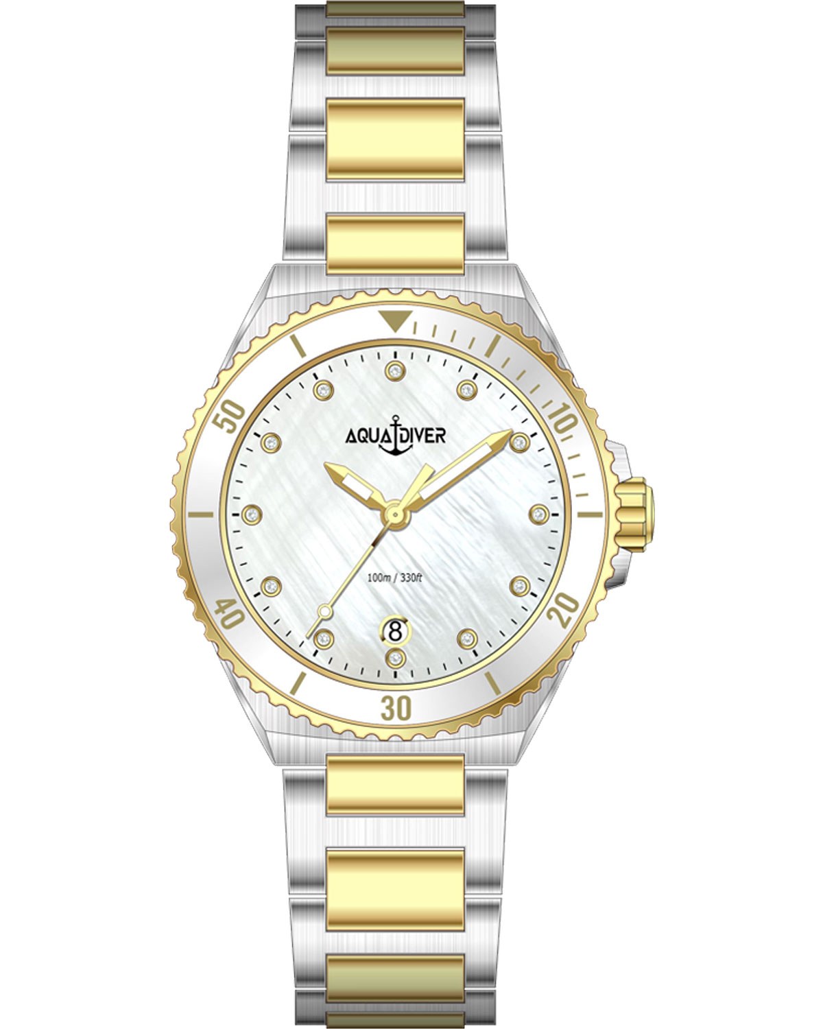 Ρολόι AQUADIVER Oceana Swarovski Two Tone Stainless Steel Bracelet