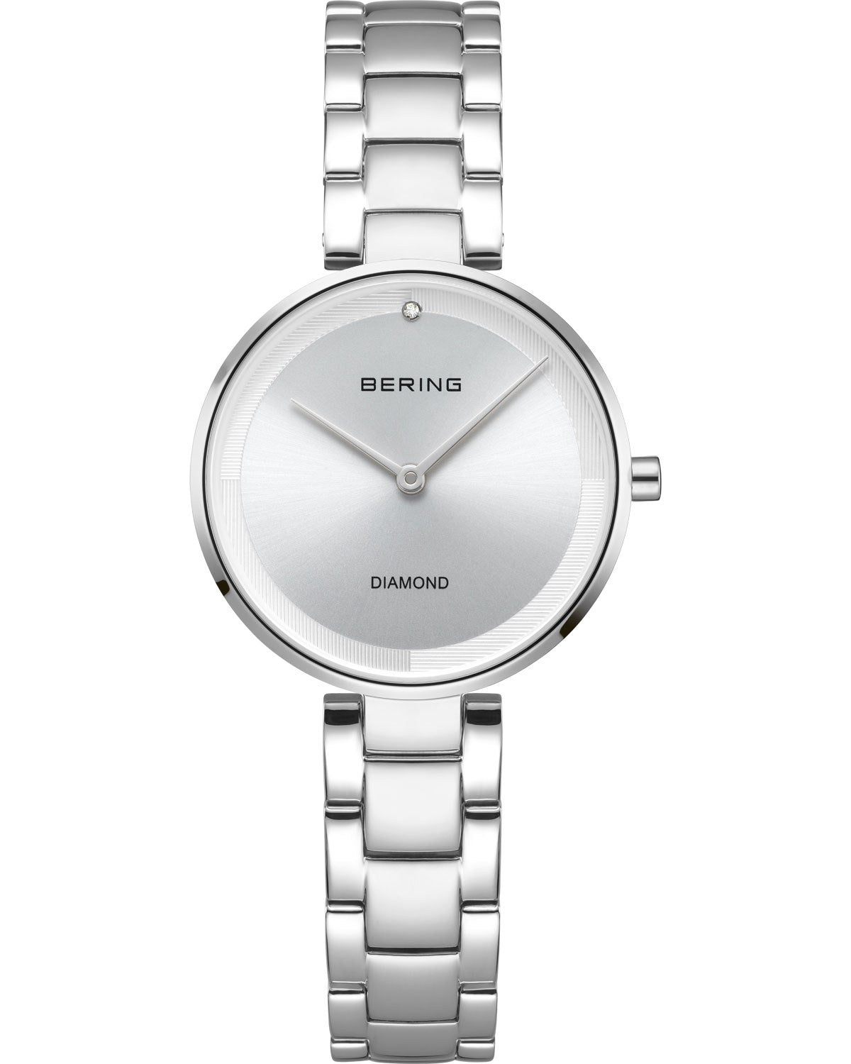 Γυναικείο ρολόι BERING Classic με ασημί μπρασελέ από ατσάλι και διαμάντια