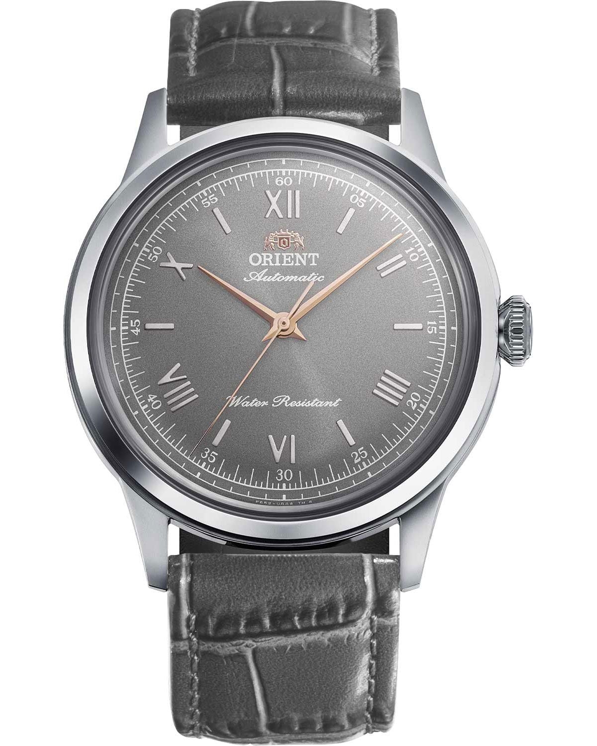 Ανδρικό ρολόι ORIENT Classic Bambino αυτόματο με γκρι δερμάτινο λουράκι