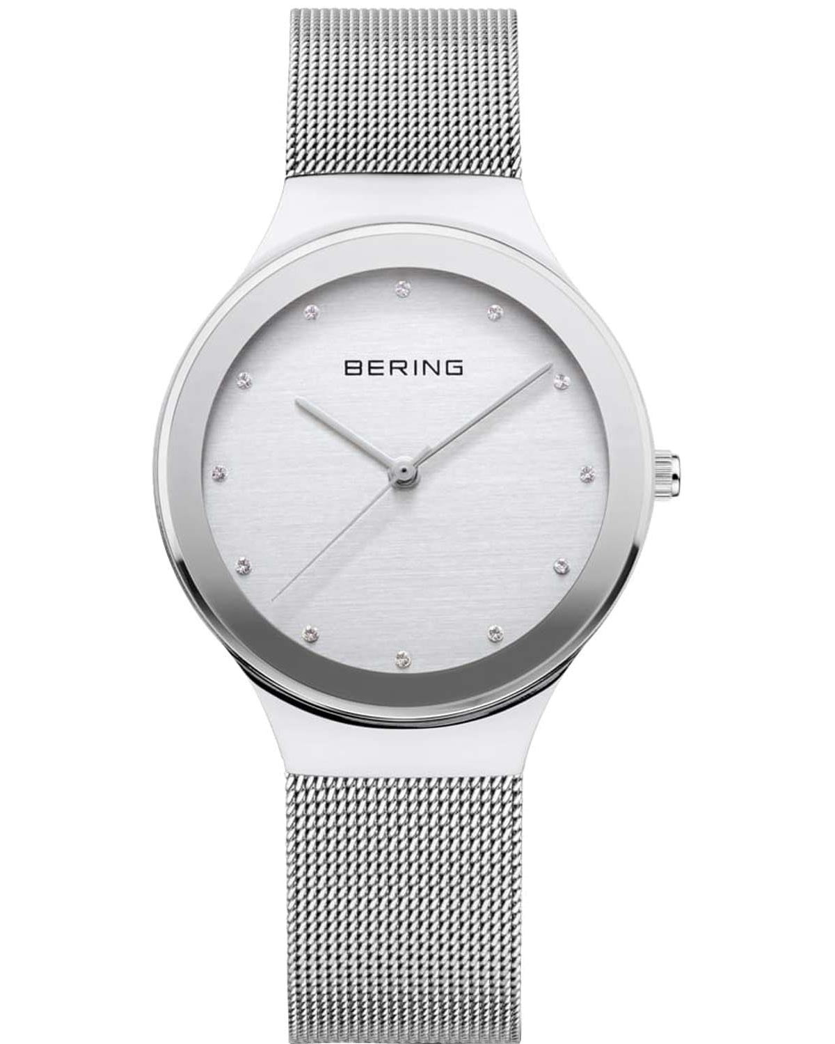 Γυναικείο ρολόι BERING Classic με ασημί μπρασελέ από ατσάλι και κρύσταλλα