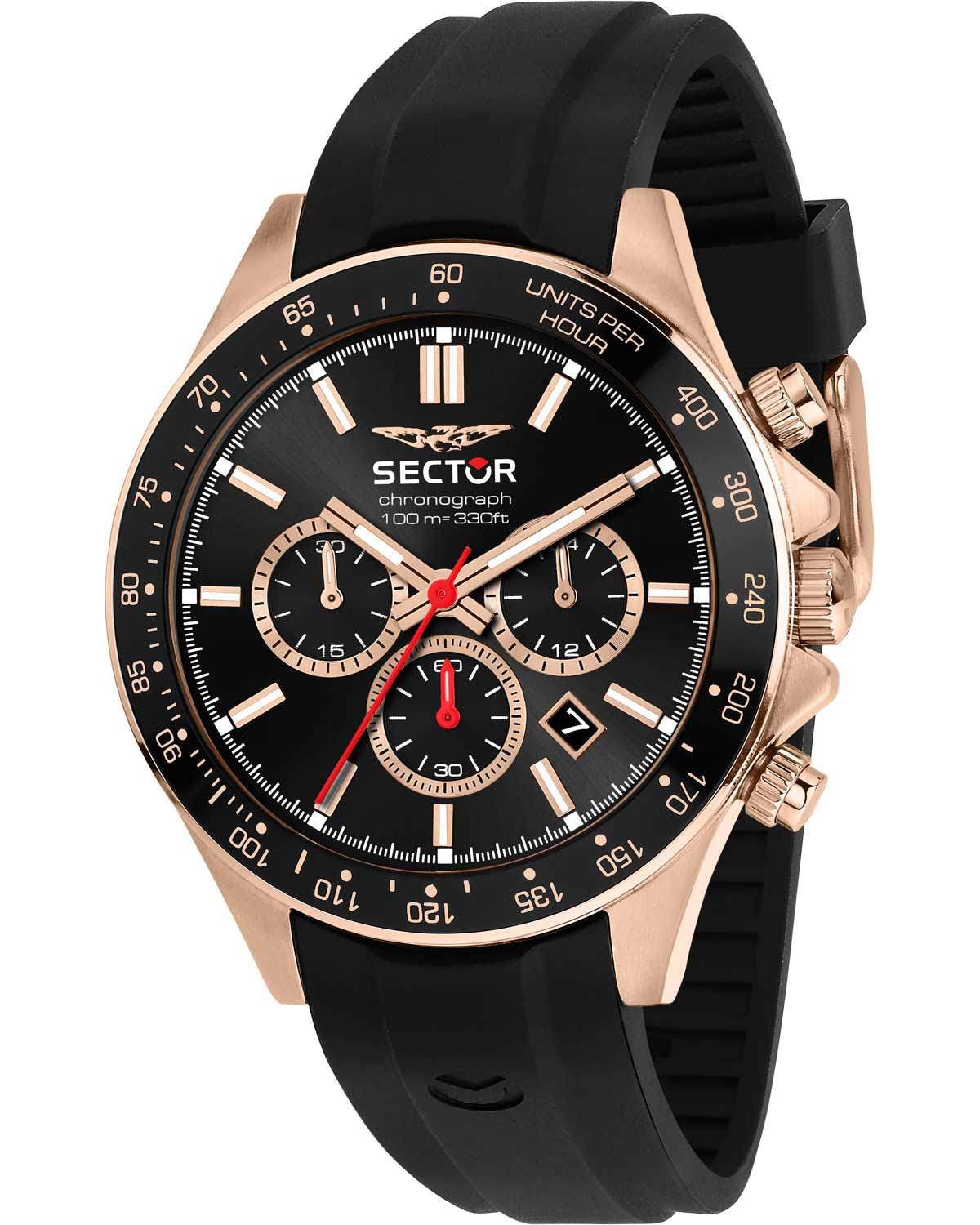 SECTOR 230 Chronograph Black Silicone Strap