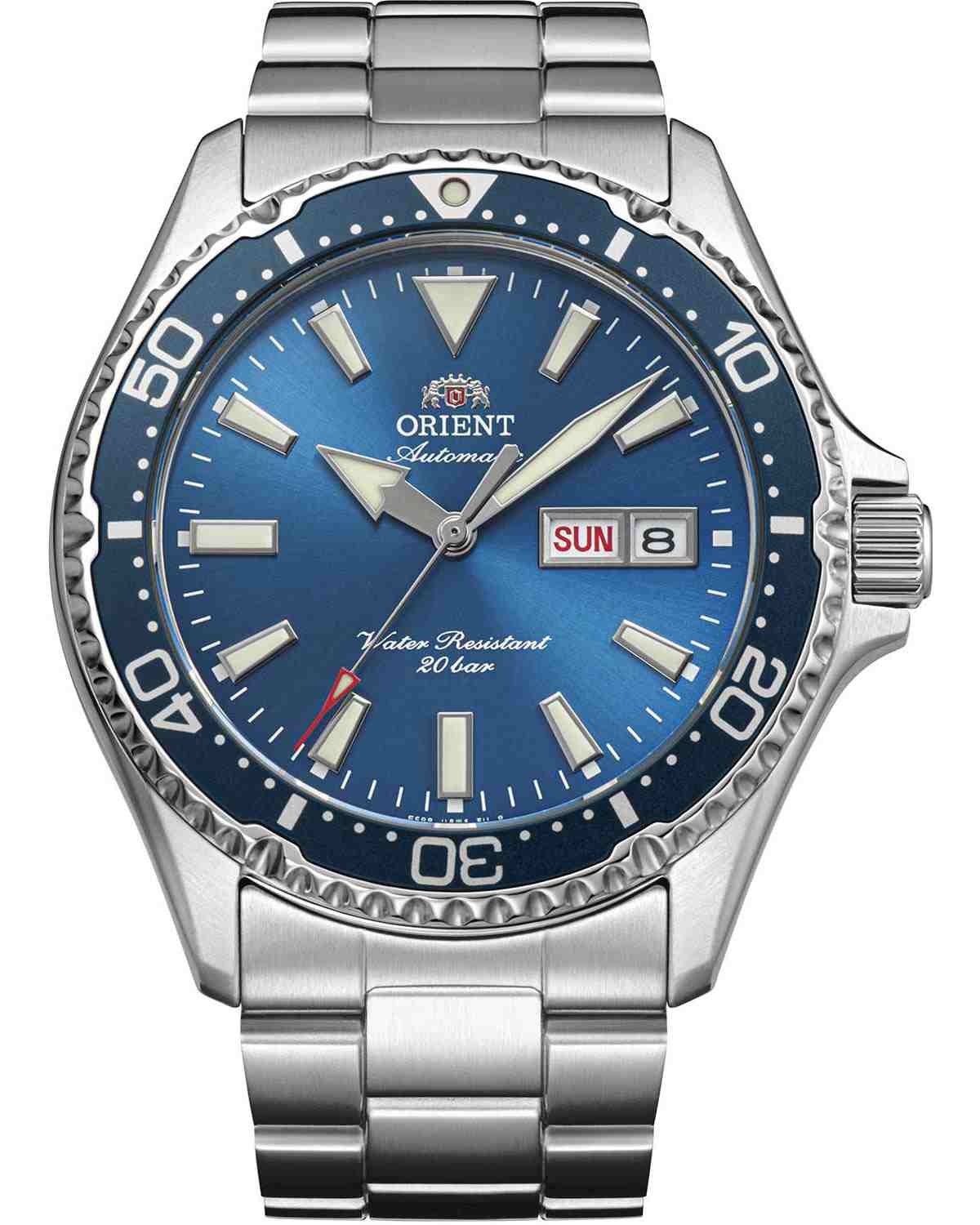 Ανδρικό ρολόι ORIENT Mako V αυτόματο με ασημί μπρασελέ από ανοξείδωτο ατσάλι