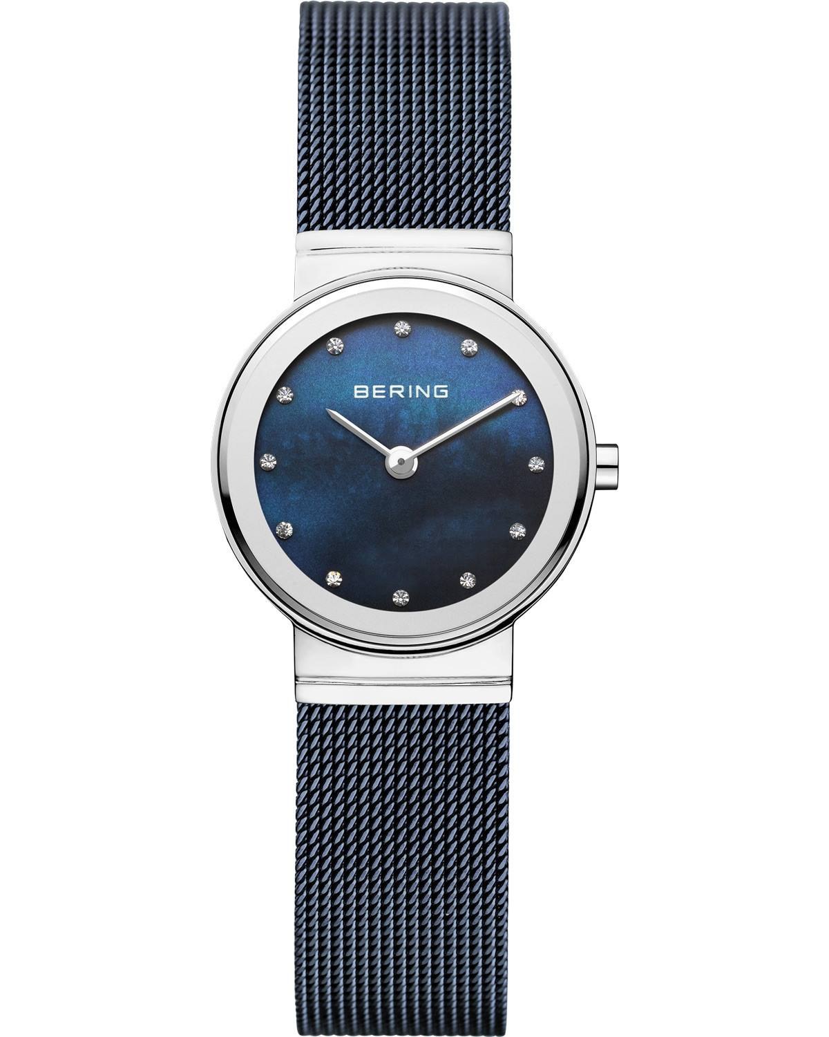 Γυναικείο ρολόι BERING Classic με μπλε ατσάλινο μπρασελέ και κρύσταλλα Swarovski