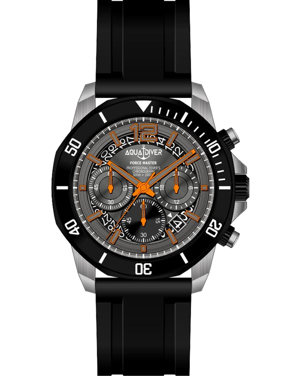 Ρολόι AQUADIVER Force Master Chronograph Black Rubber Strap