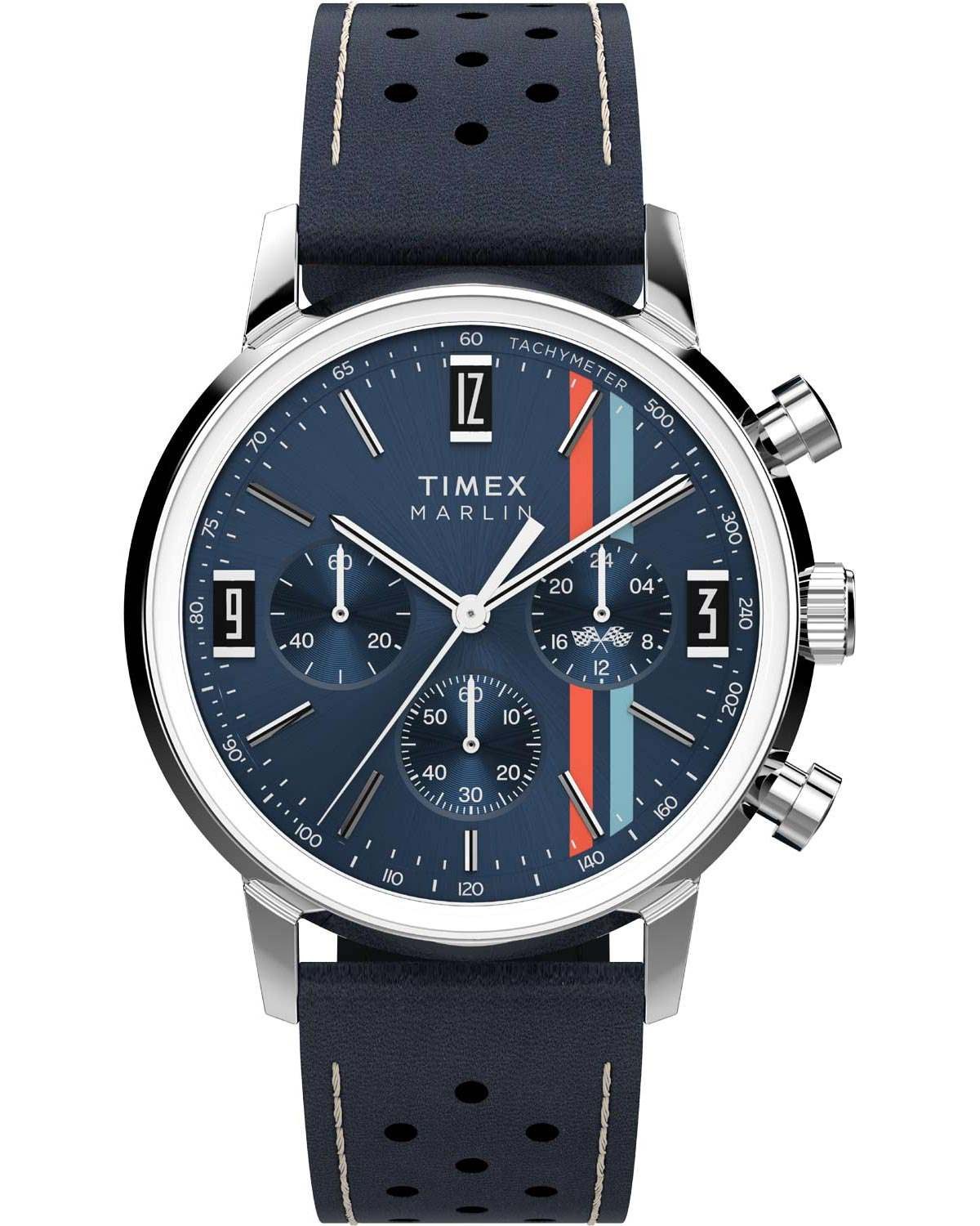 Ρολόι TIMEX Marlin Chronograph Blue Leather Strap