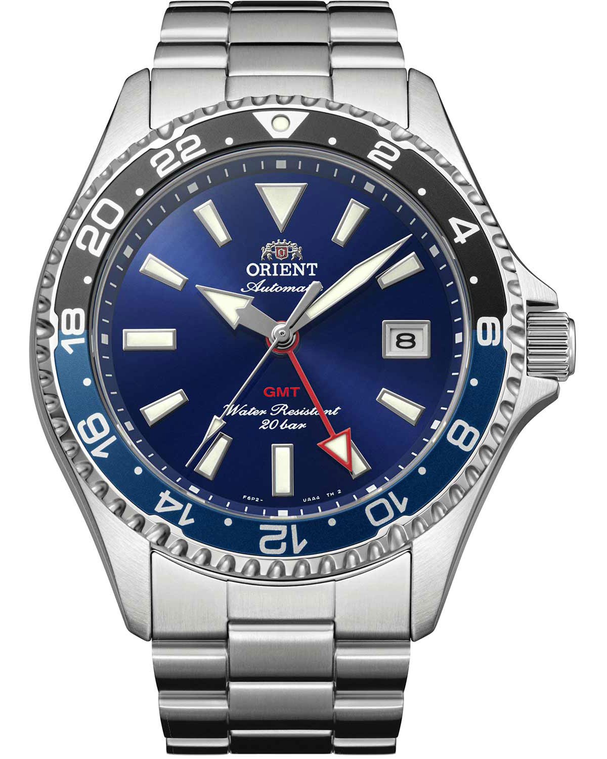 Ανδρικό ρολόι ORIENT Mako GMT αυτόματο με διπλή ώρα και ατσάλινο μπρασελέ