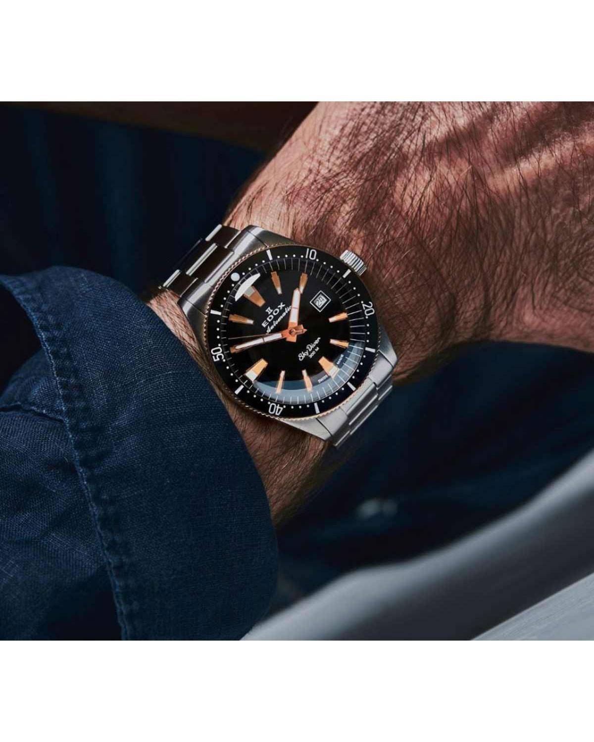 EDOX Skydiver Automatic Silver Stainless Steel Bracelet Limited Edition