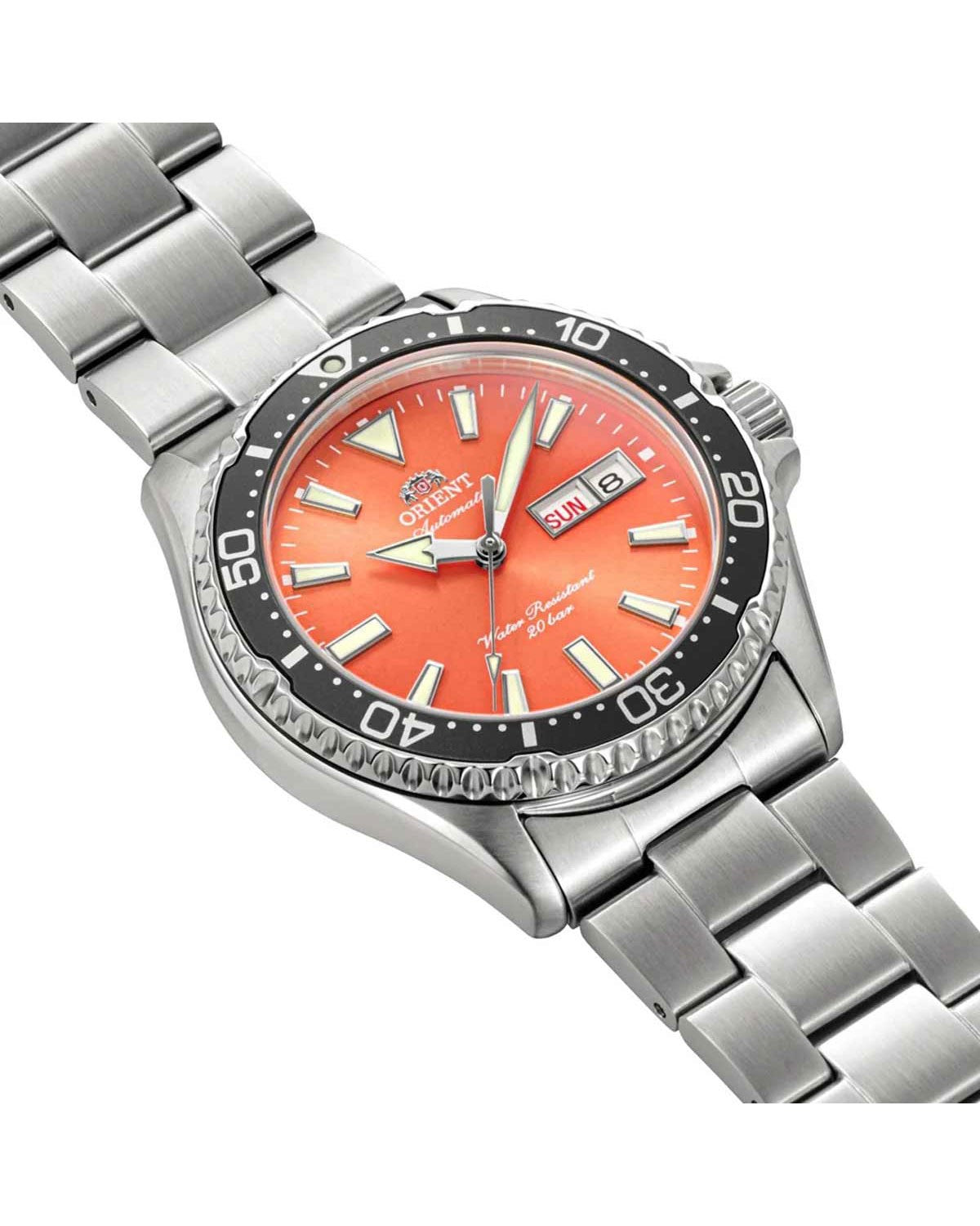 Ανδρικό ρολόι ORIENT Mako V αυτόματο με ασημί μπρασελέ από ανοξείδωτο ατσάλι