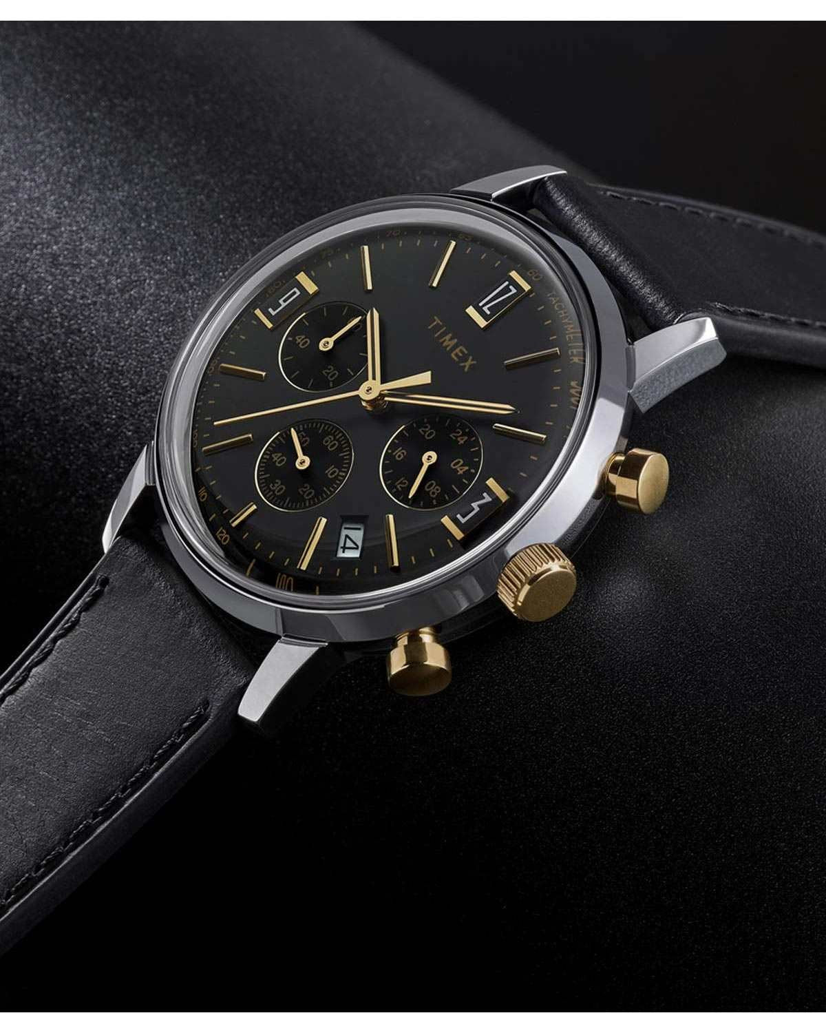 Ρολόι TIMEX Marlin Chronograph Black Leather Strap