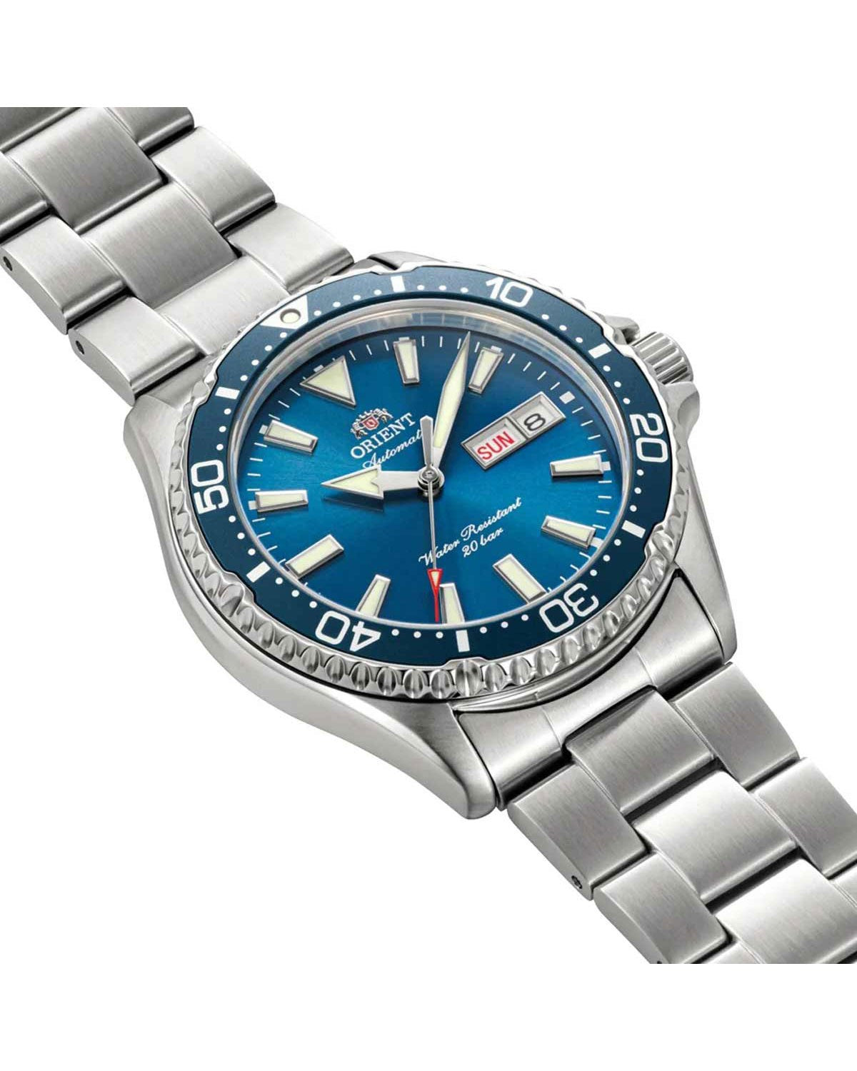Ανδρικό ρολόι ORIENT Mako V αυτόματο με ασημί μπρασελέ από ανοξείδωτο ατσάλι