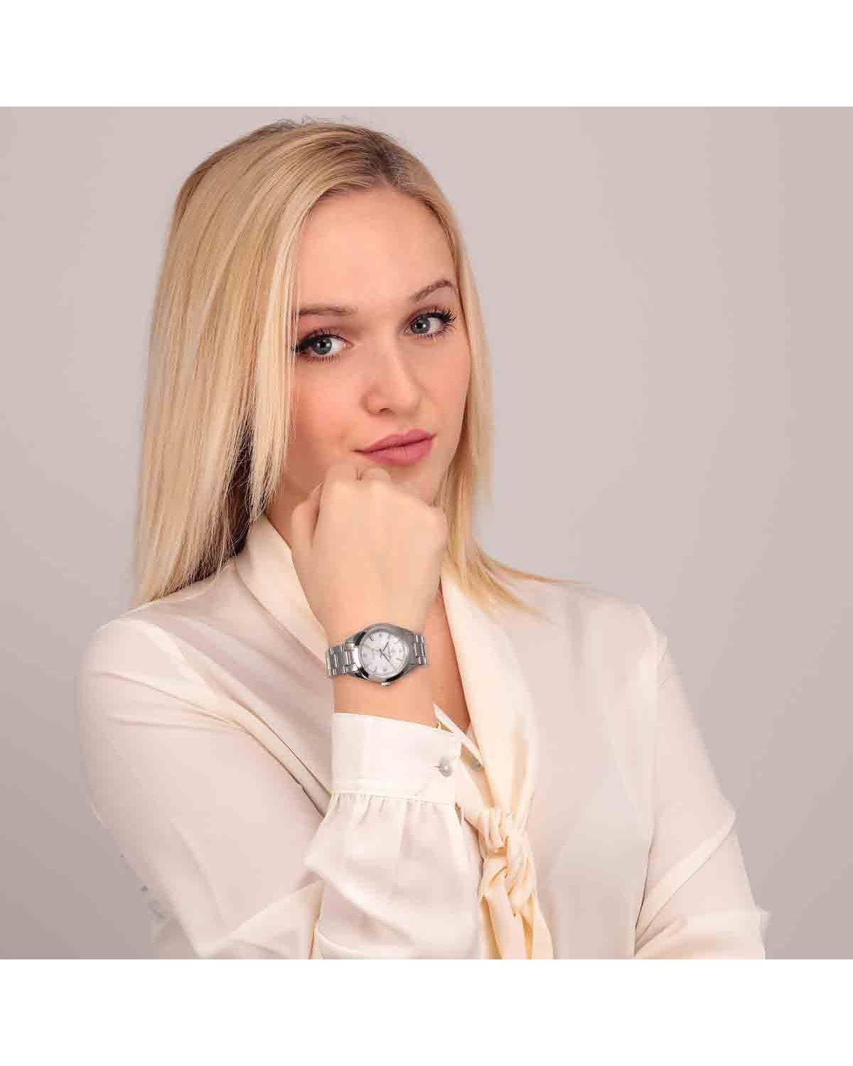LUCIEN ROCHAT Madame Diamonds Silver Stainless Steel Bracelet