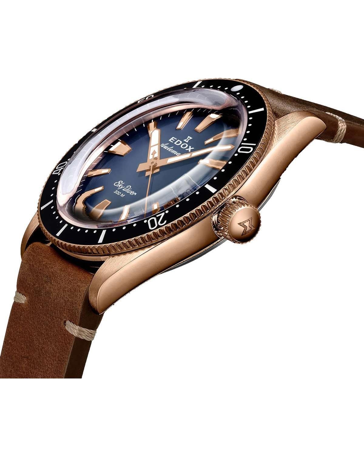 Ρολόι EDOX Skydiver Automatic Brown Leather Strap Limited Edition