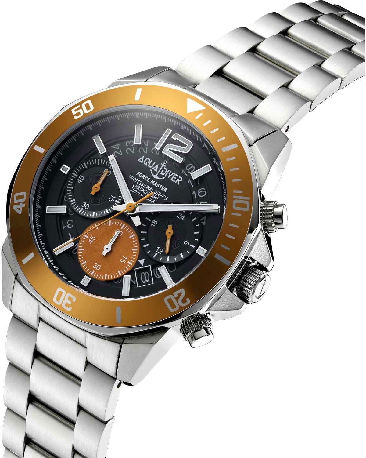 Ρολόι AQUADIVER Force Master Chronograph Silver Stainless Steel Bracelet