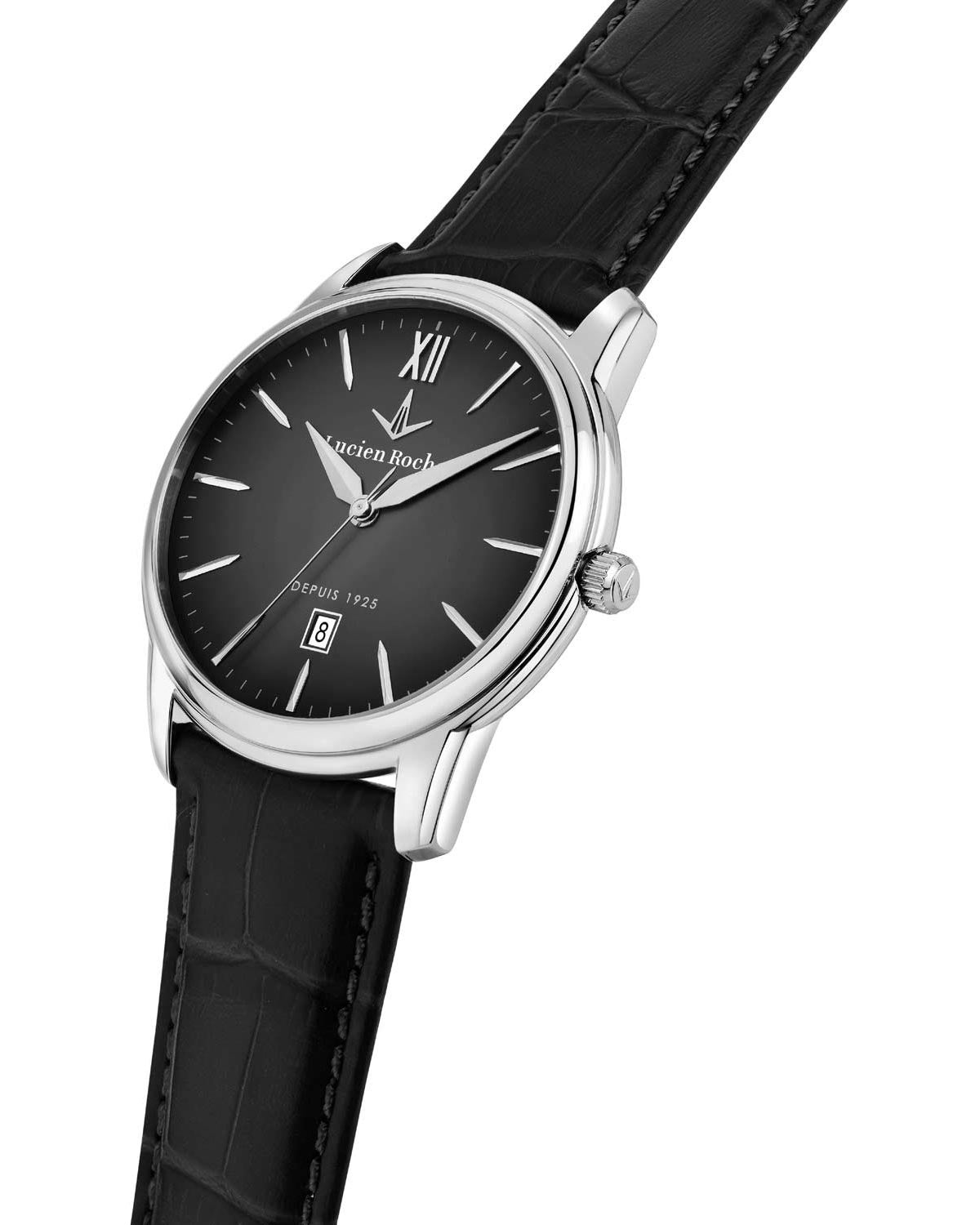 Ρολόι LUCIEN ROCHAT Iconic Black Leather Strap