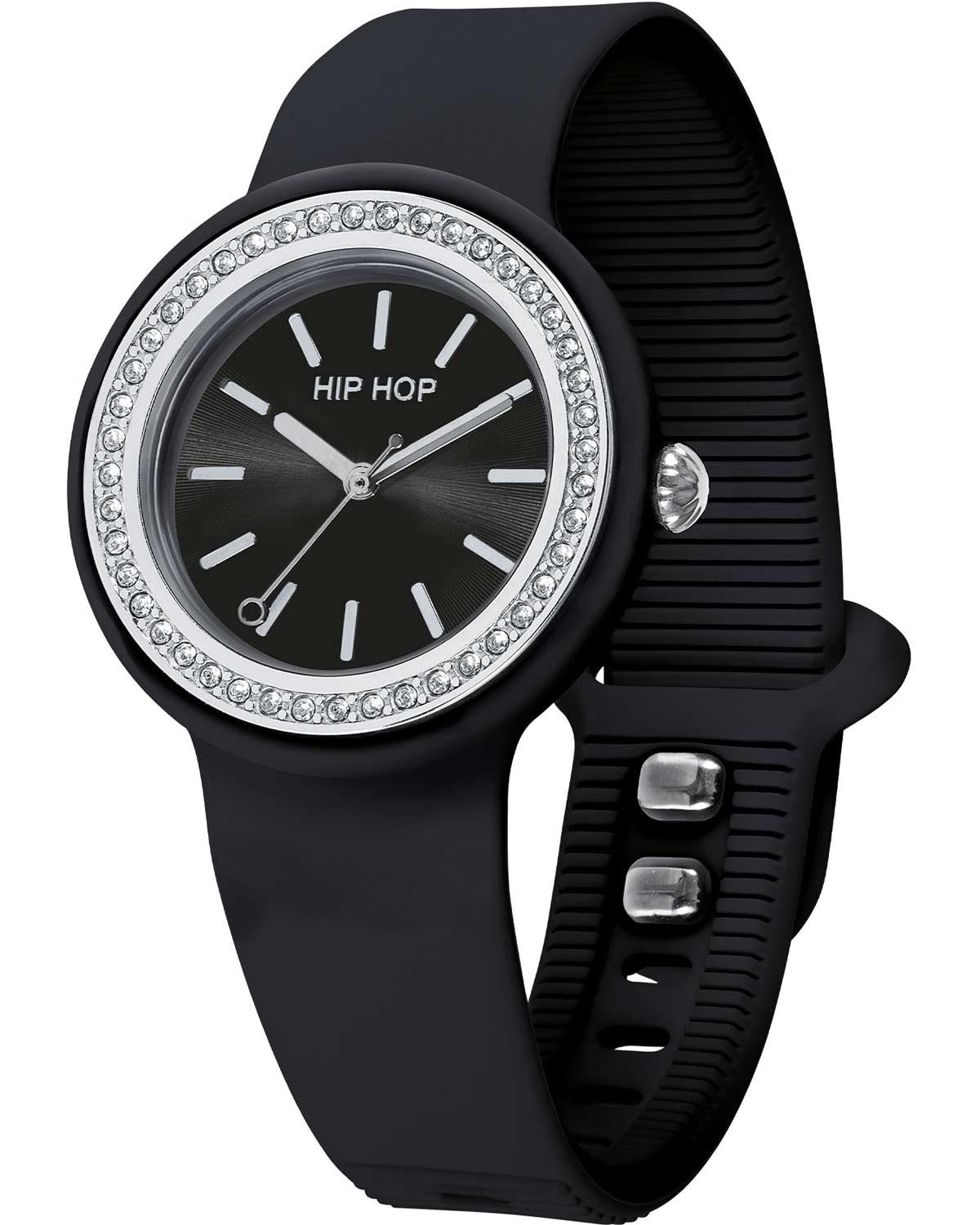 Ρολόι HIP HOP Hero.DOT Bezel Glam Crystals Black Silicone Strap