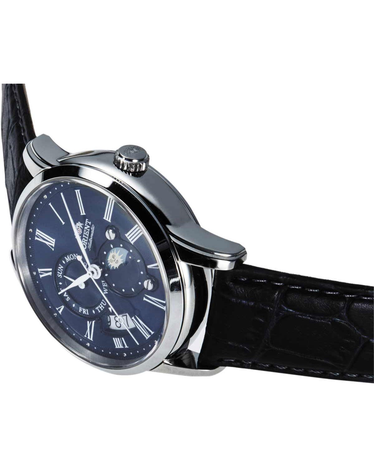 Ρολόι ORIENT Classic Sun and Moon Automatic Blue Leather Strap