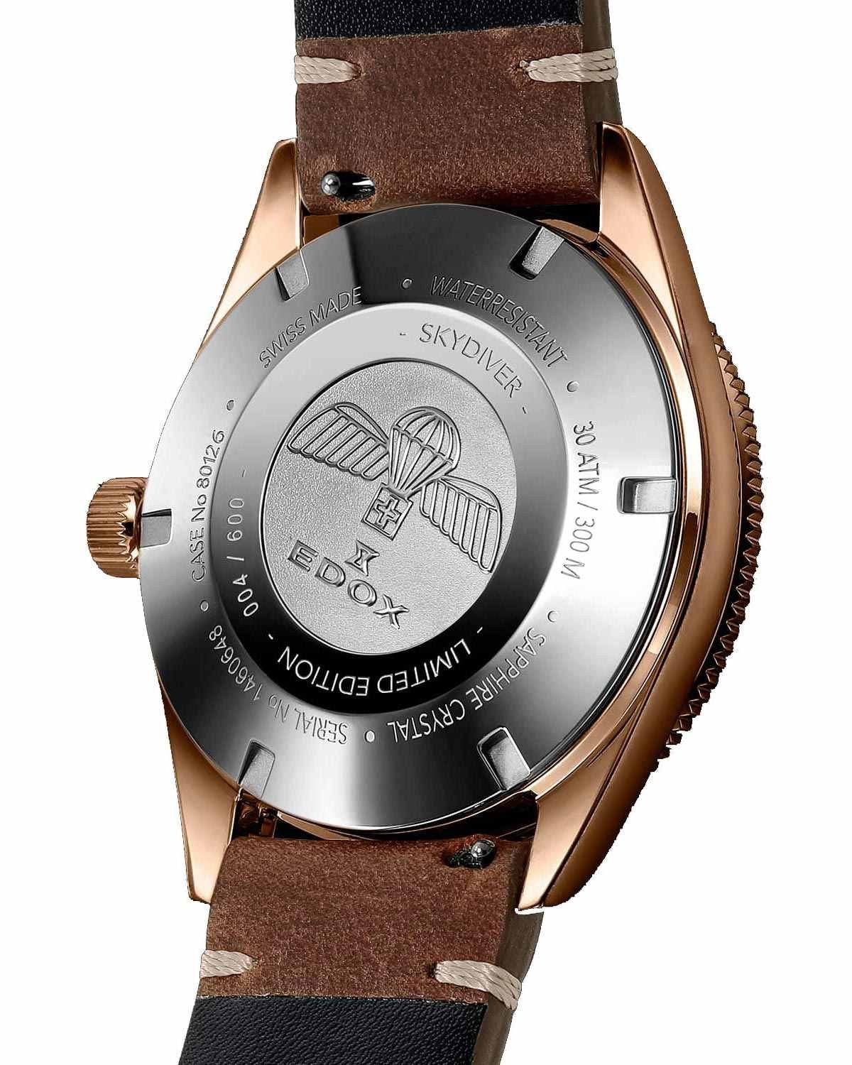 Ρολόι EDOX Skydiver Automatic Brown Leather Strap Limited Edition