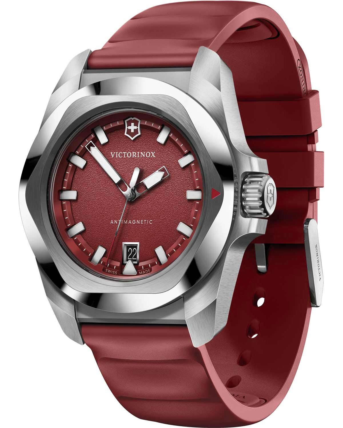 Ανδρικό ρολόι VICTORINOX I.N.O.X. με κόκκινο λουράκι από καουτσούκ
