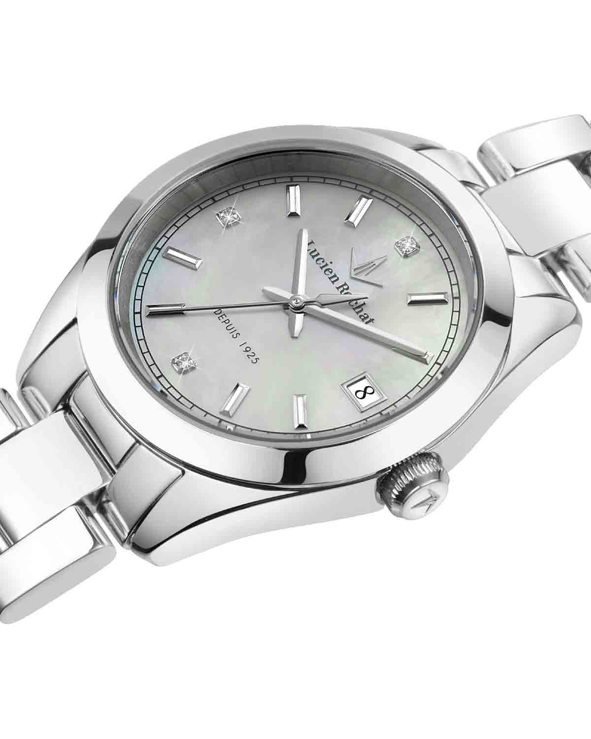 LUCIEN ROCHAT Madame Diamonds Silver Stainless Steel Bracelet