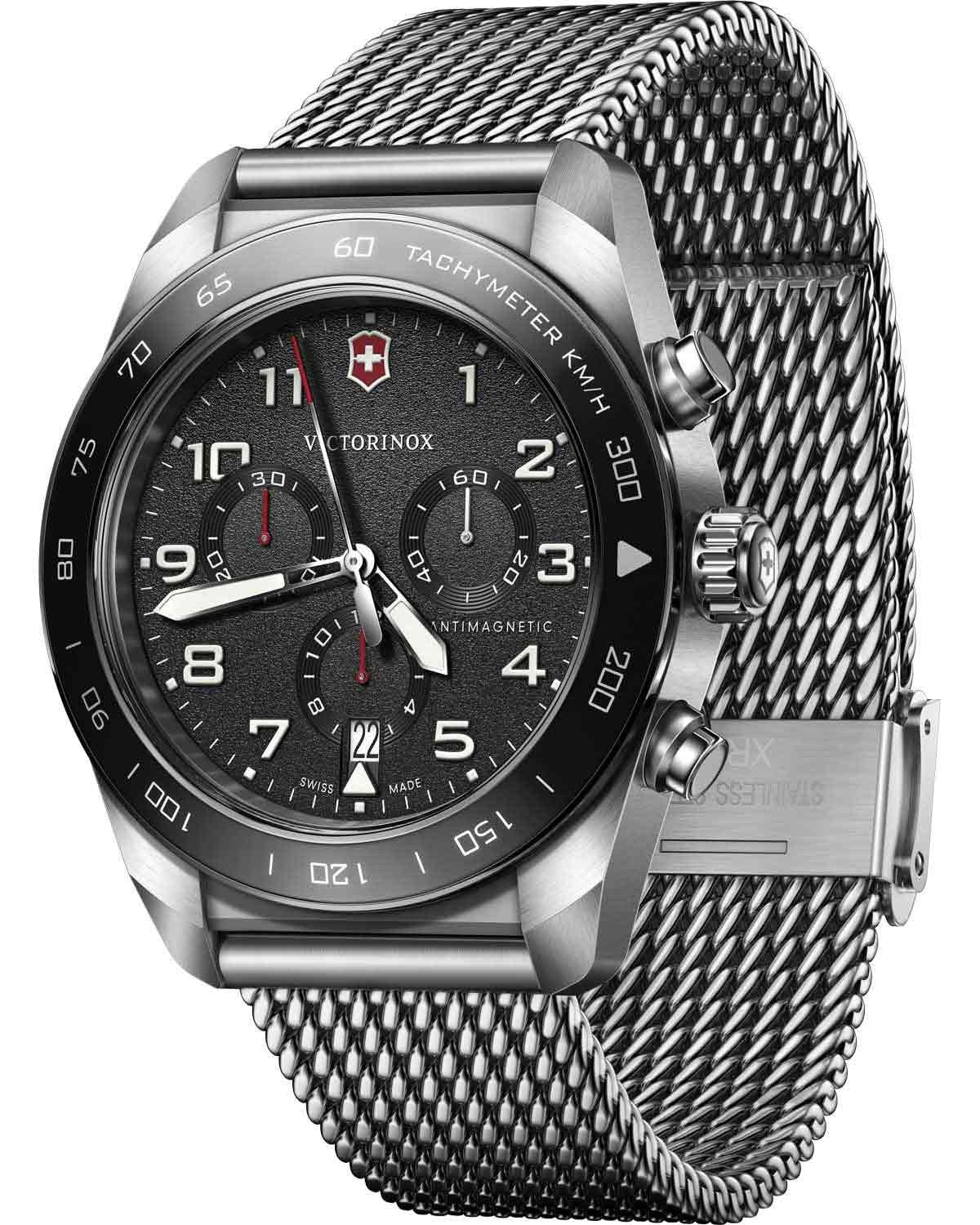 Ανδρικό ρολόι VICTORINOX Swiss Army με χρονογράφο και ασημί ατσάλινο μπρασελέ