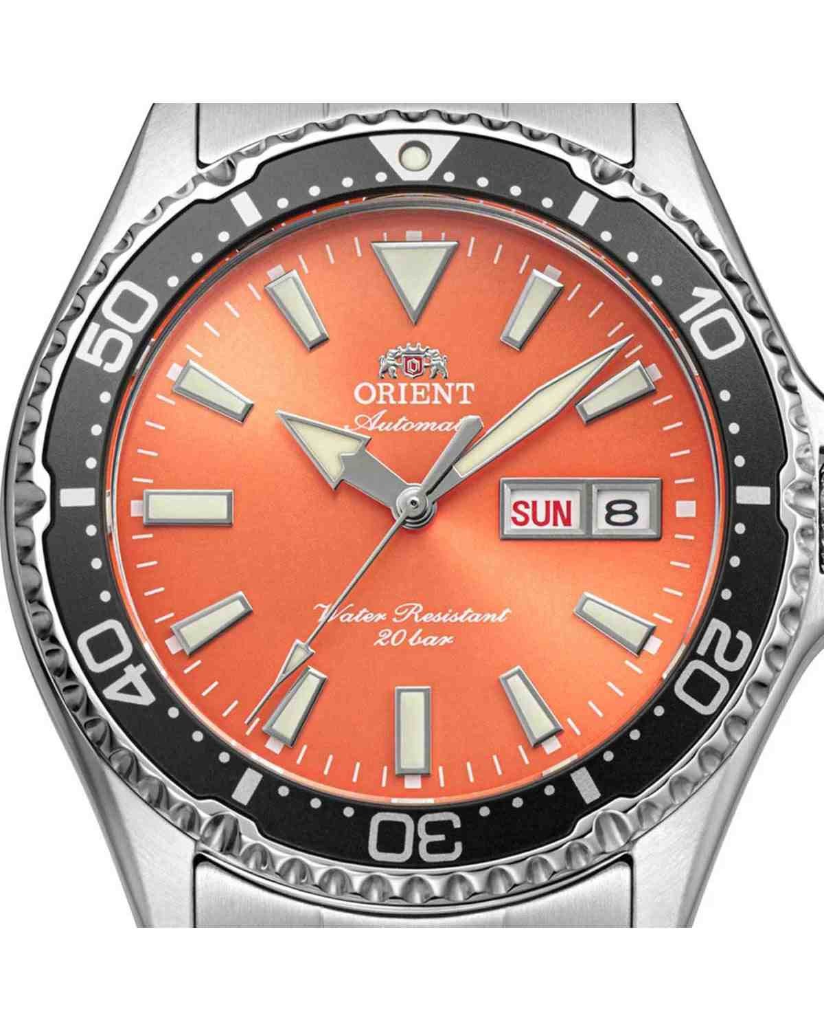 Ανδρικό ρολόι ORIENT Mako V αυτόματο με ασημί μπρασελέ από ανοξείδωτο ατσάλι