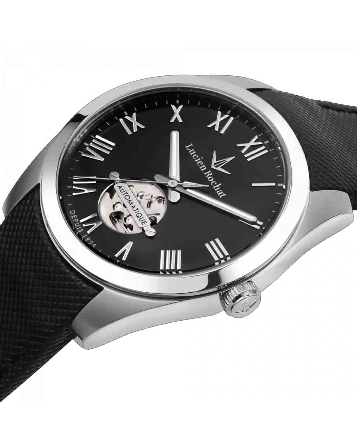 LUCIEN ROCHAT Leman Automatic Black Leather Strap