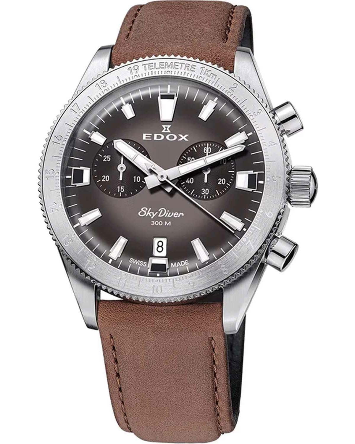 Ρολόι EDOX Skydiver Chronograph Silver Stainless Steel Bracelet Limited Edition