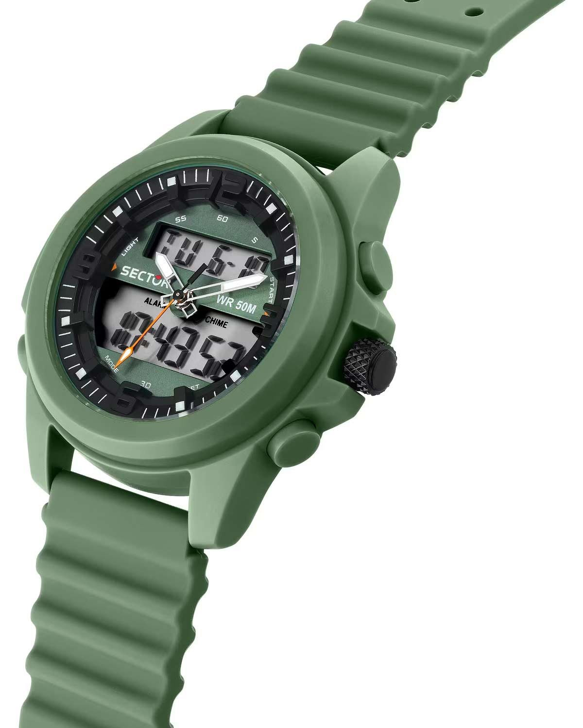 Ρολόι SECTOR EX-48 Dual Time Chronograph Green Silicone Strap