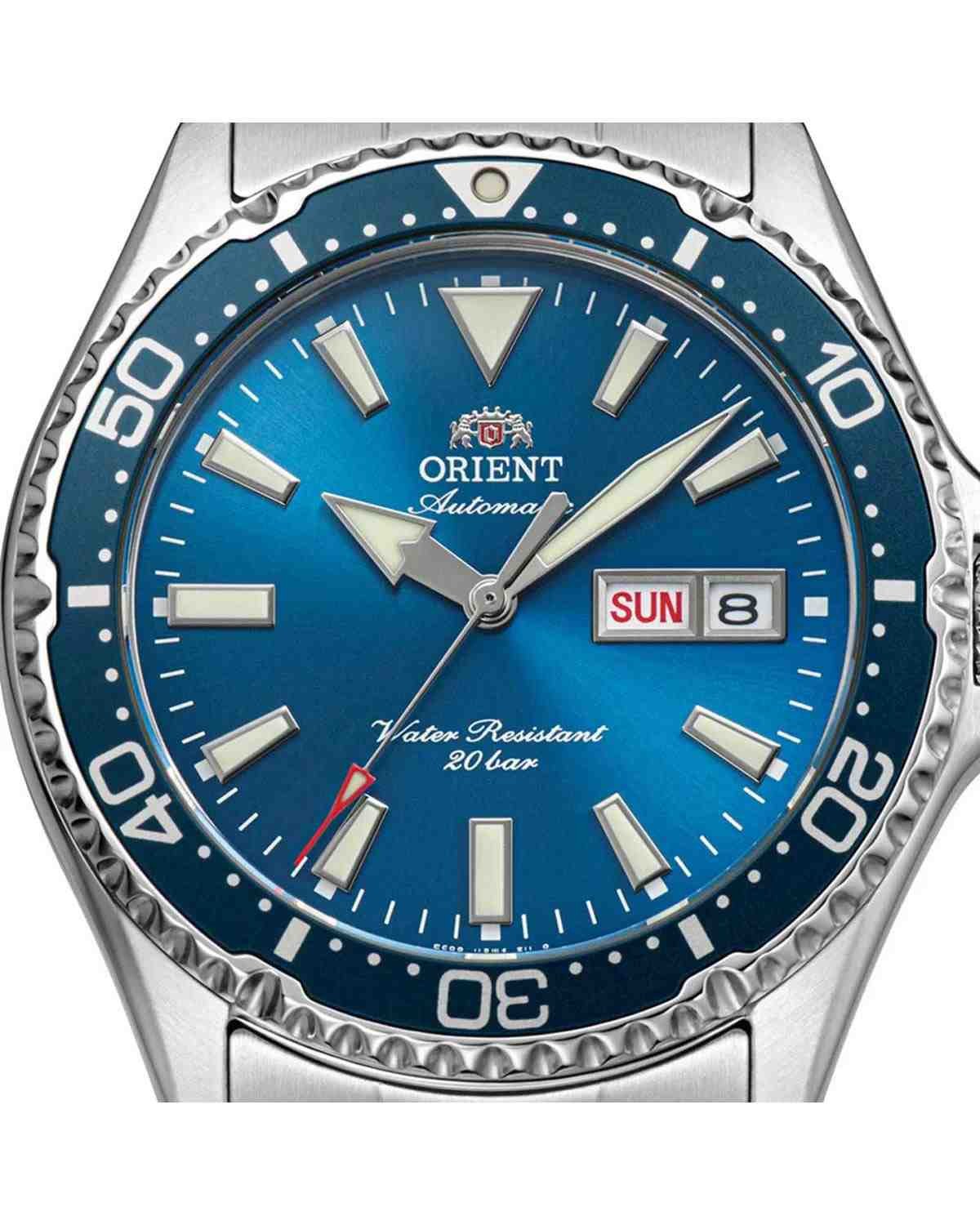 Ανδρικό ρολόι ORIENT Mako V αυτόματο με ασημί μπρασελέ από ανοξείδωτο ατσάλι