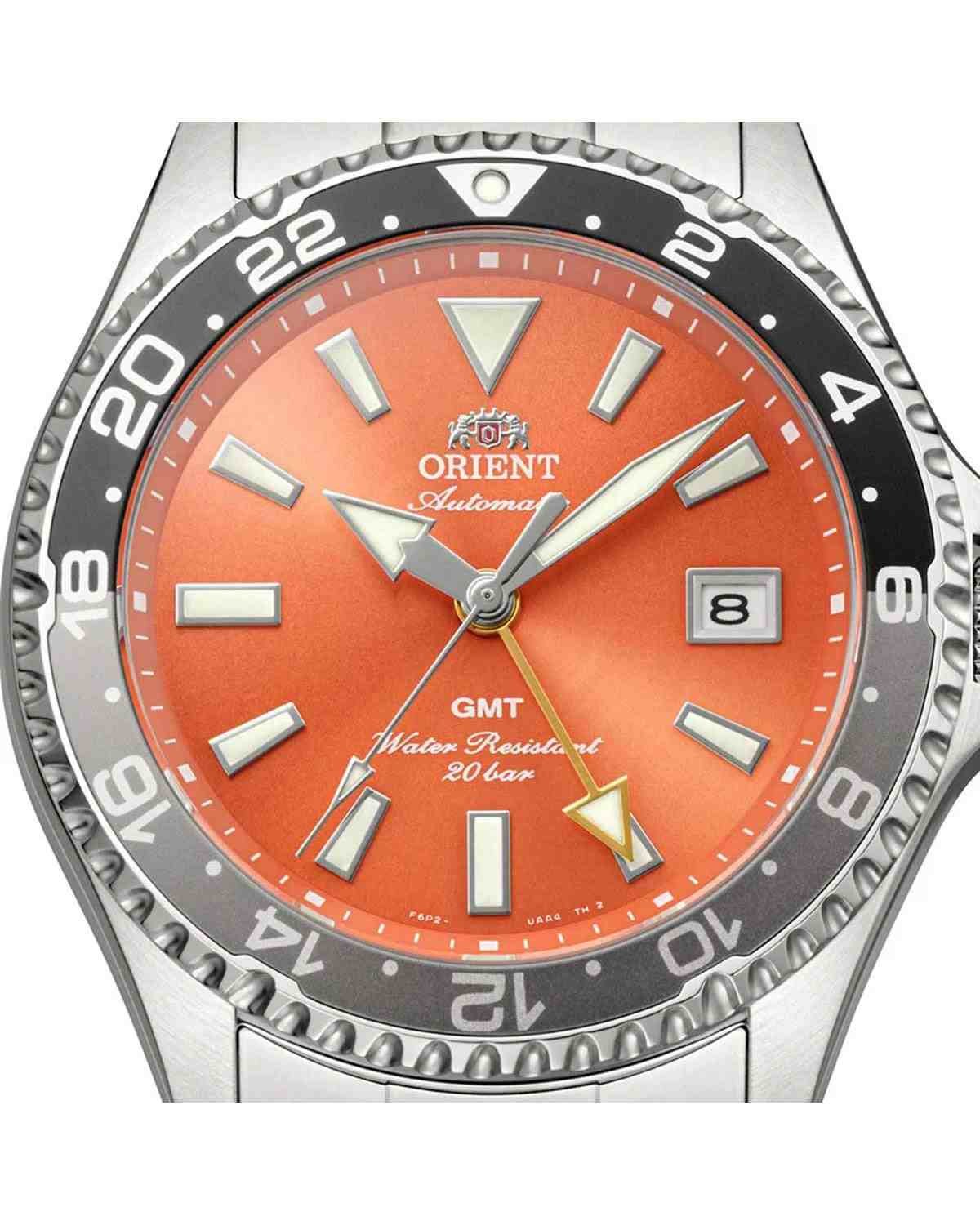 Ανδρικό ρολόι ORIENT Mako GMT αυτόματο με διπλή ώρα και ατσάλινο μπρασελέ