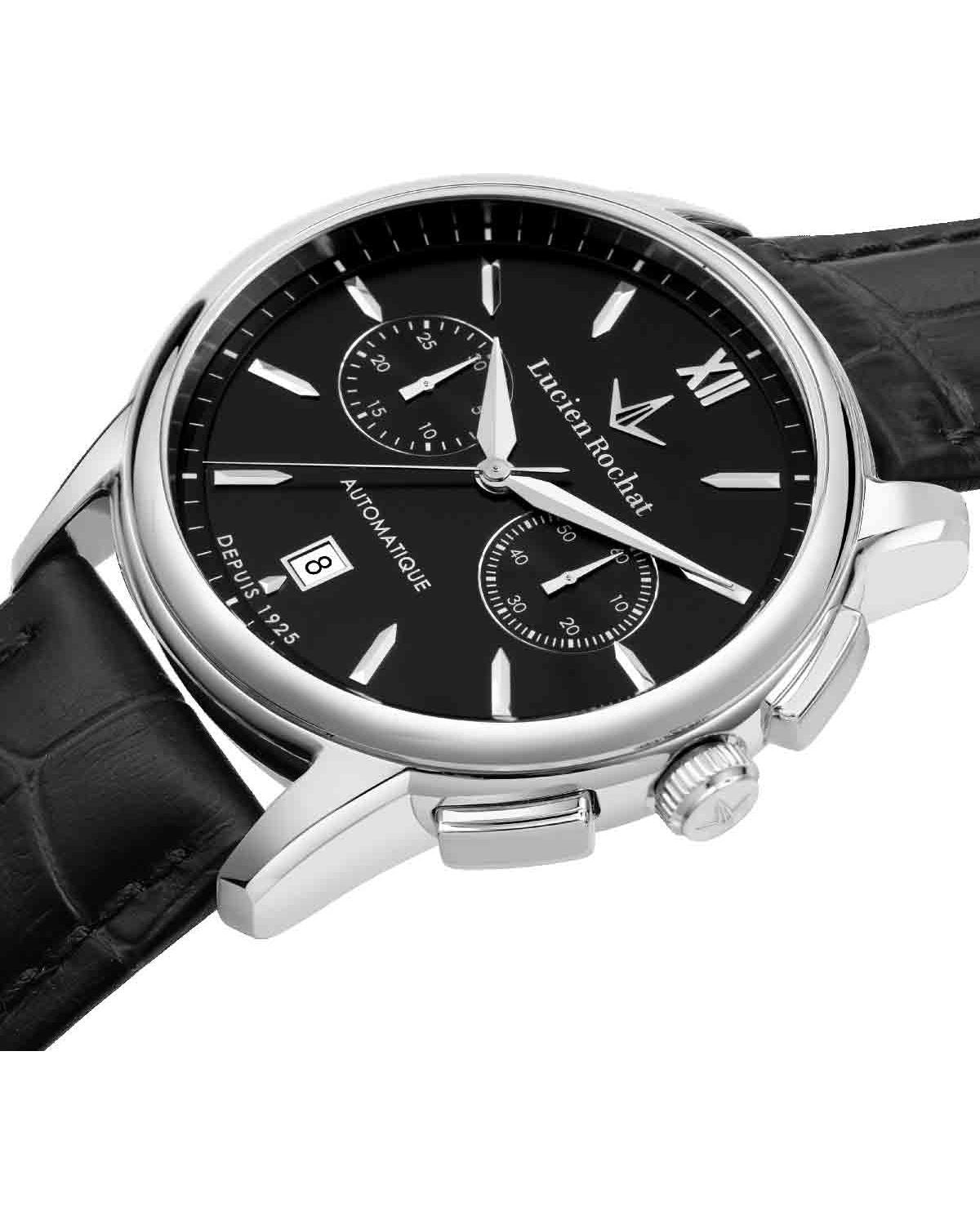 Ρολόι LUCIEN ROCHAT Iconic Automatic Chronograph Black Leather Strap