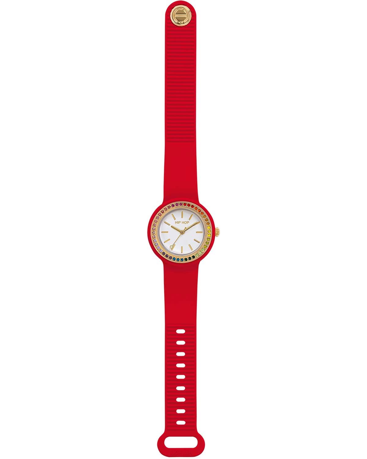 Ρολόι HIP HOP Hero.DOT Bezel Glam Crystals Red Silicone Strap